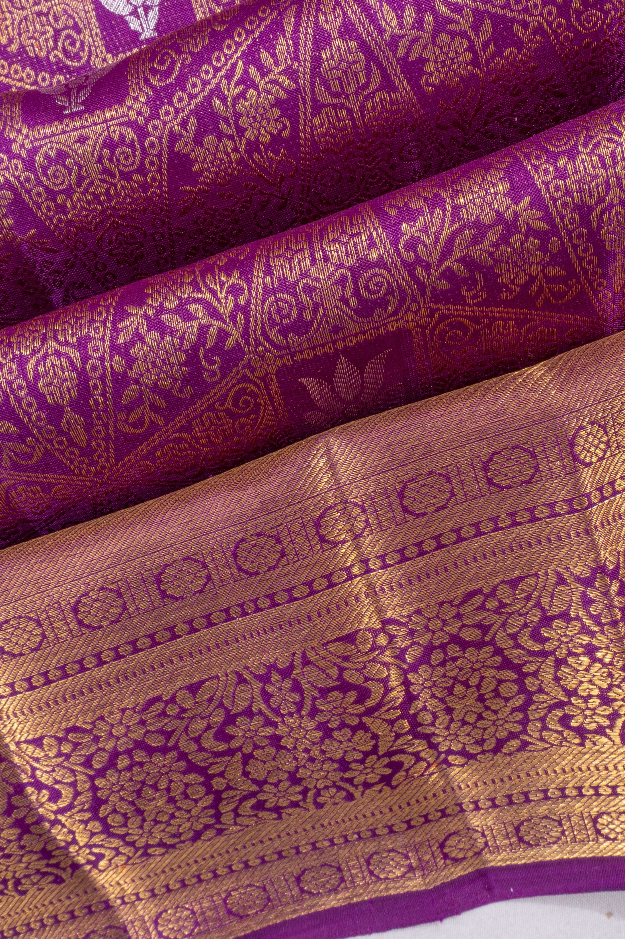 Kanchipuram Silk Brocade Purple Saree