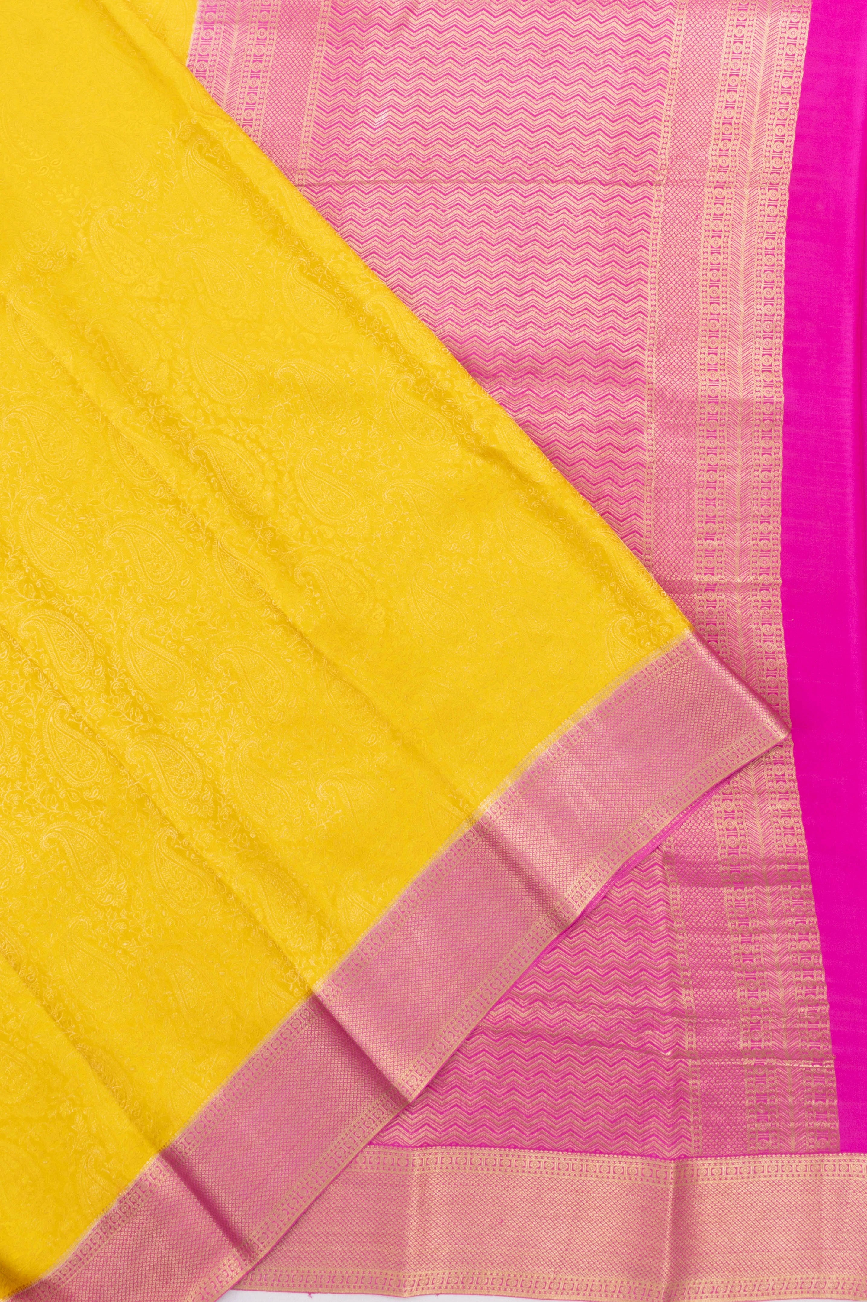 Mysore Silk Brocade Yellow Saree