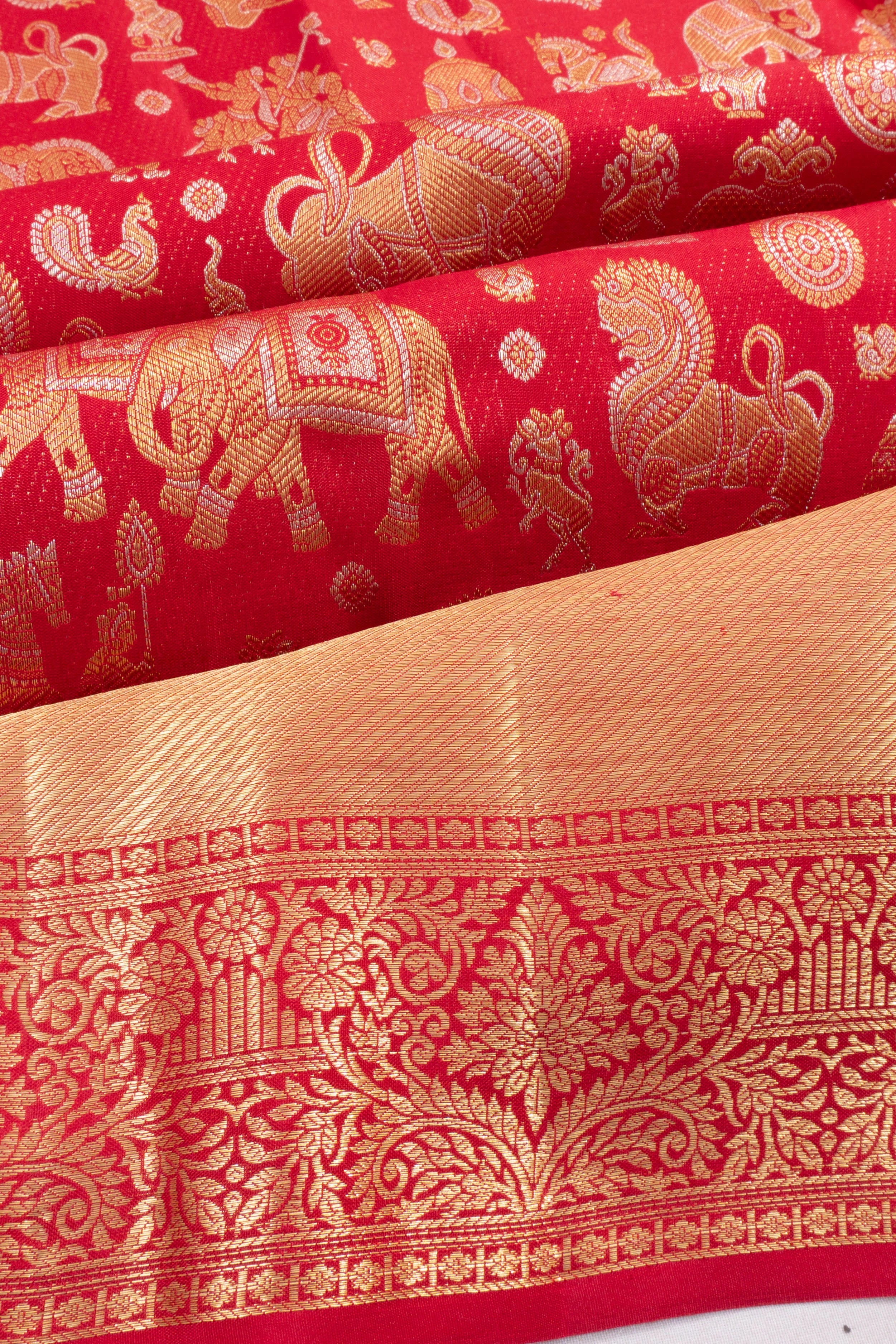 Kanchipuram Silk Brocade Red Saree