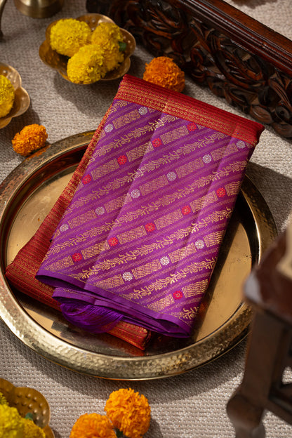 Kanchipuram Silk Brocade Rust Orange Saree