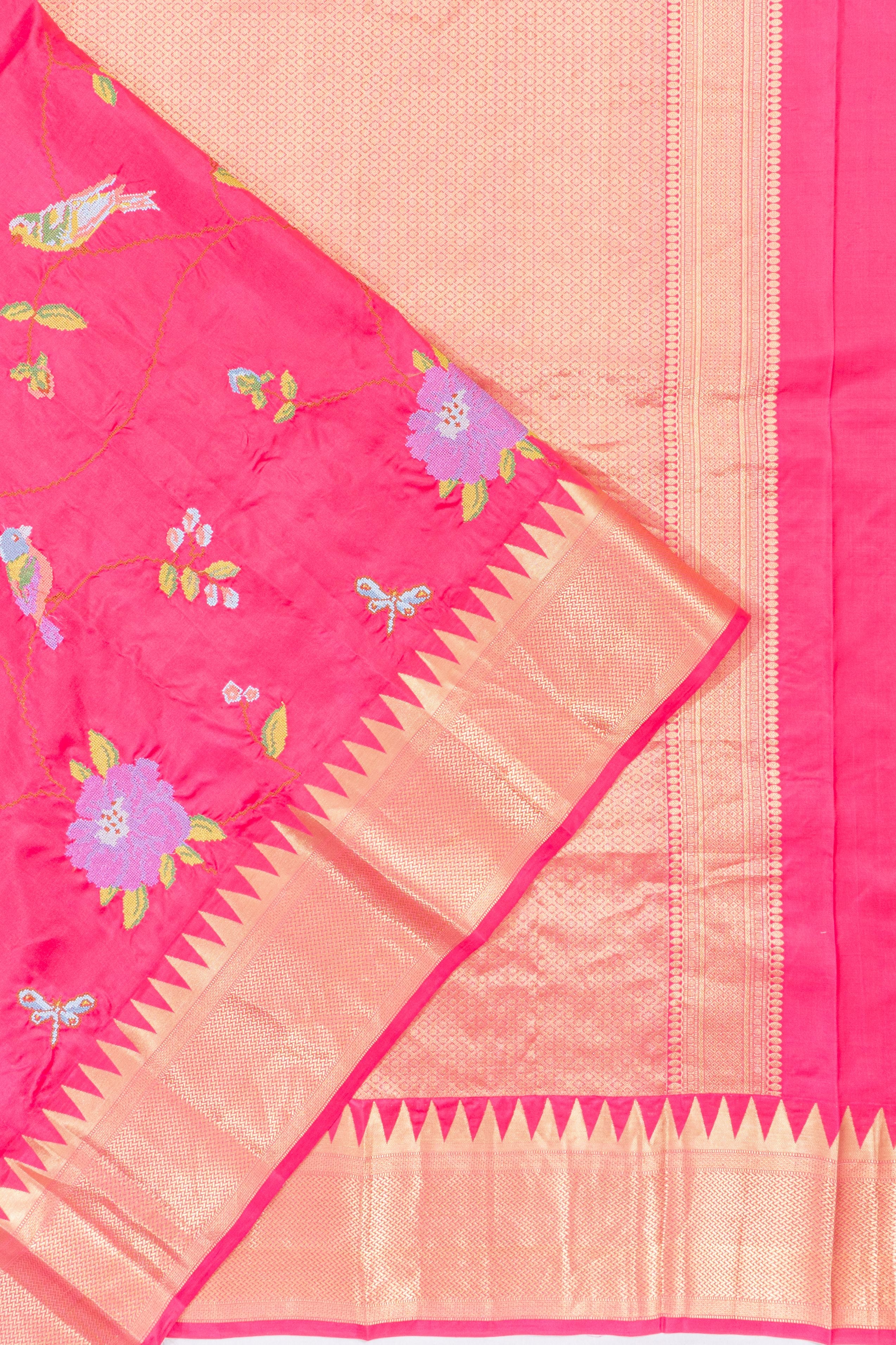 Soft Silk Embroidery Pink Saree