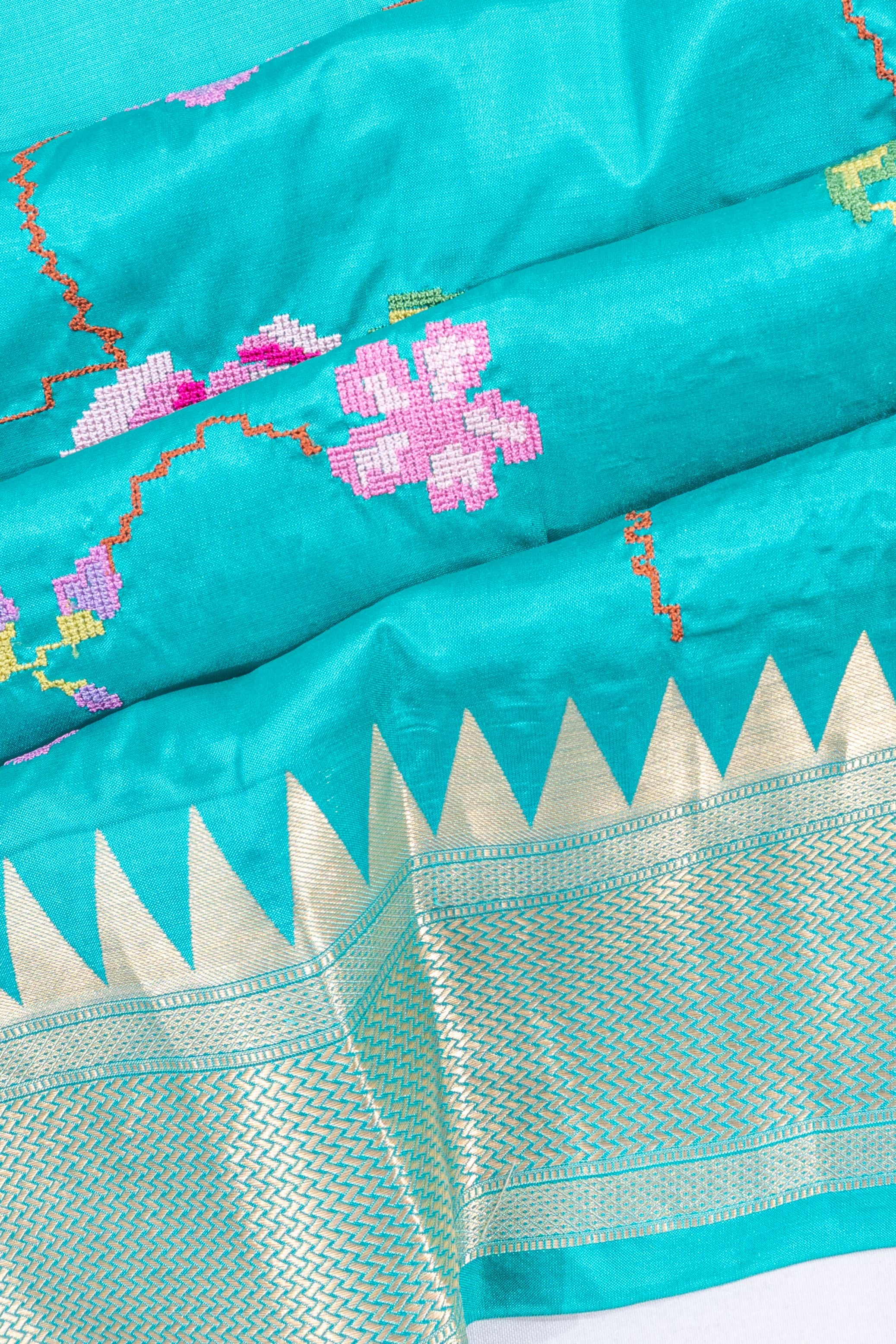 Soft Silk Embroidery Sky Blue Saree
