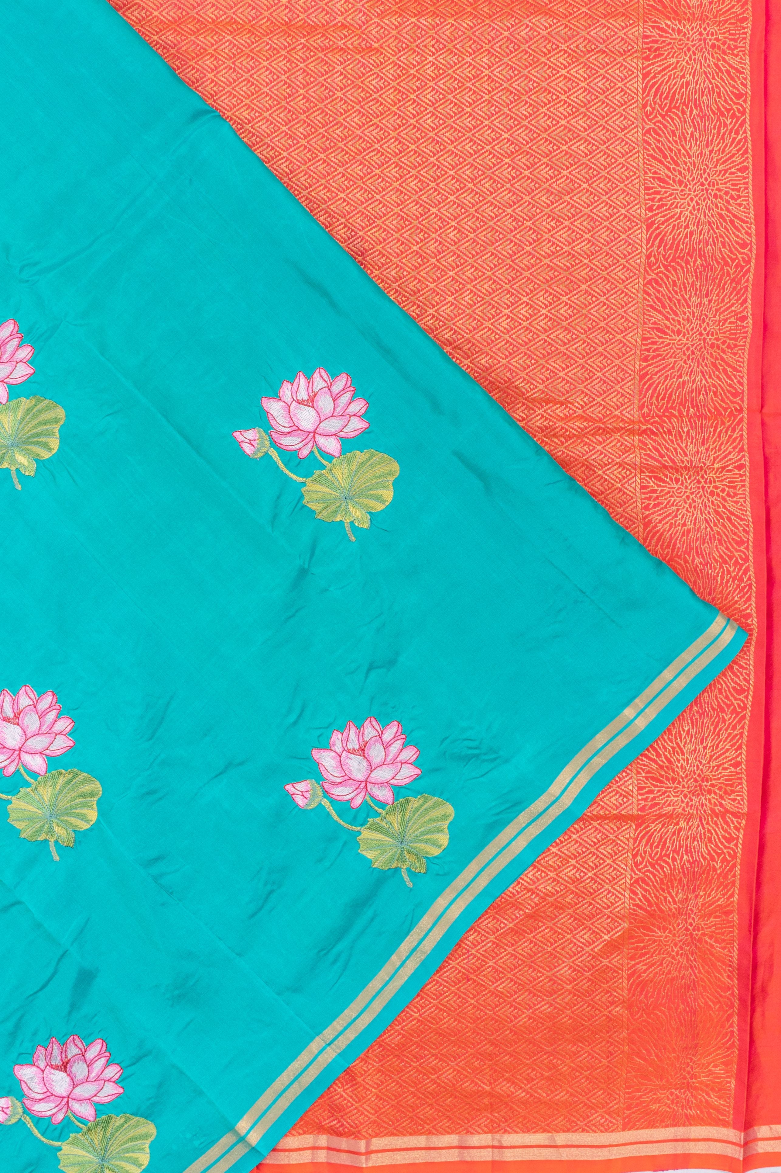 Soft Silk Embroidery Butta Blue Saree