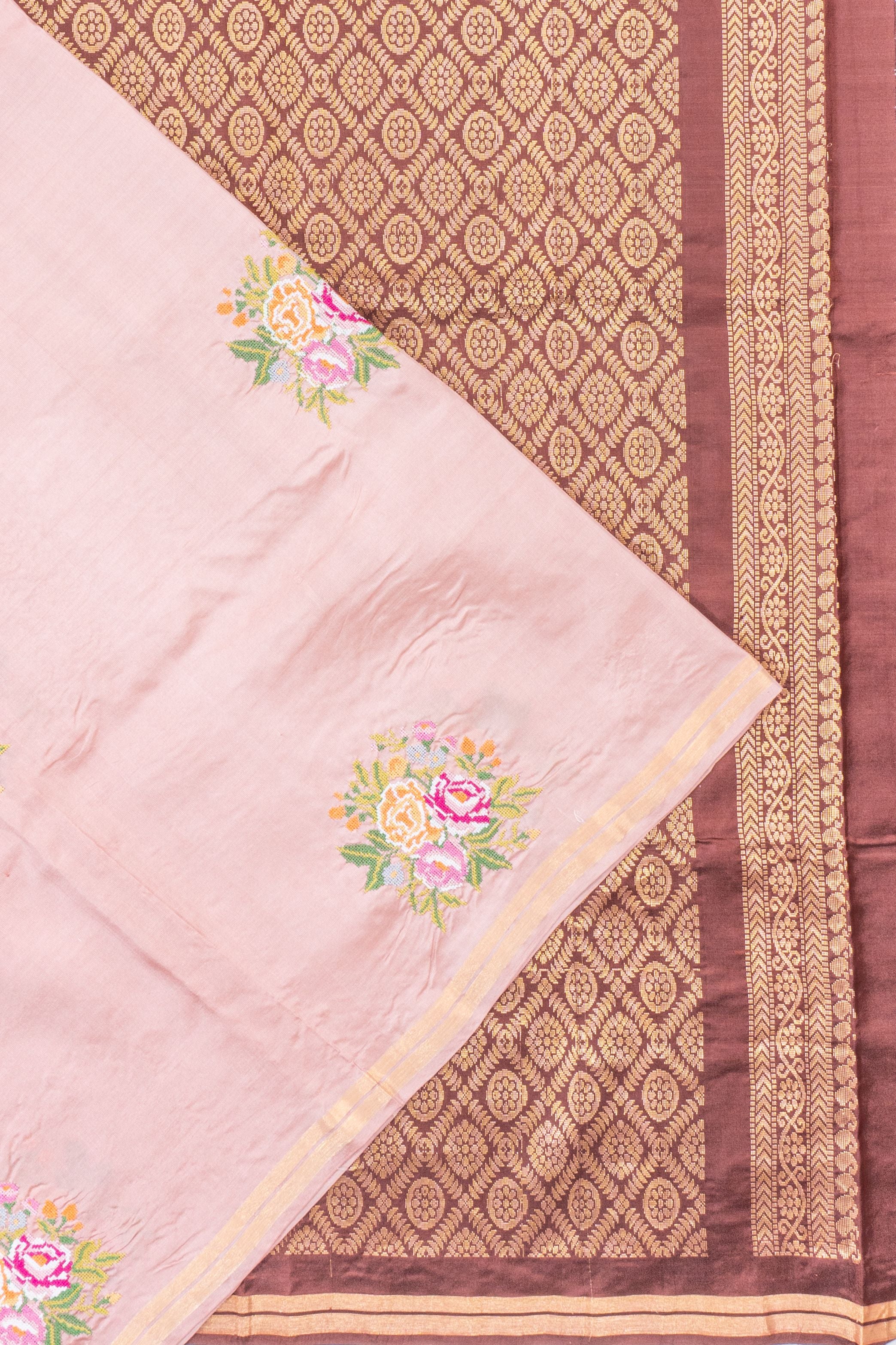 Soft Silk Embroidery Butta Baby Pink Saree
