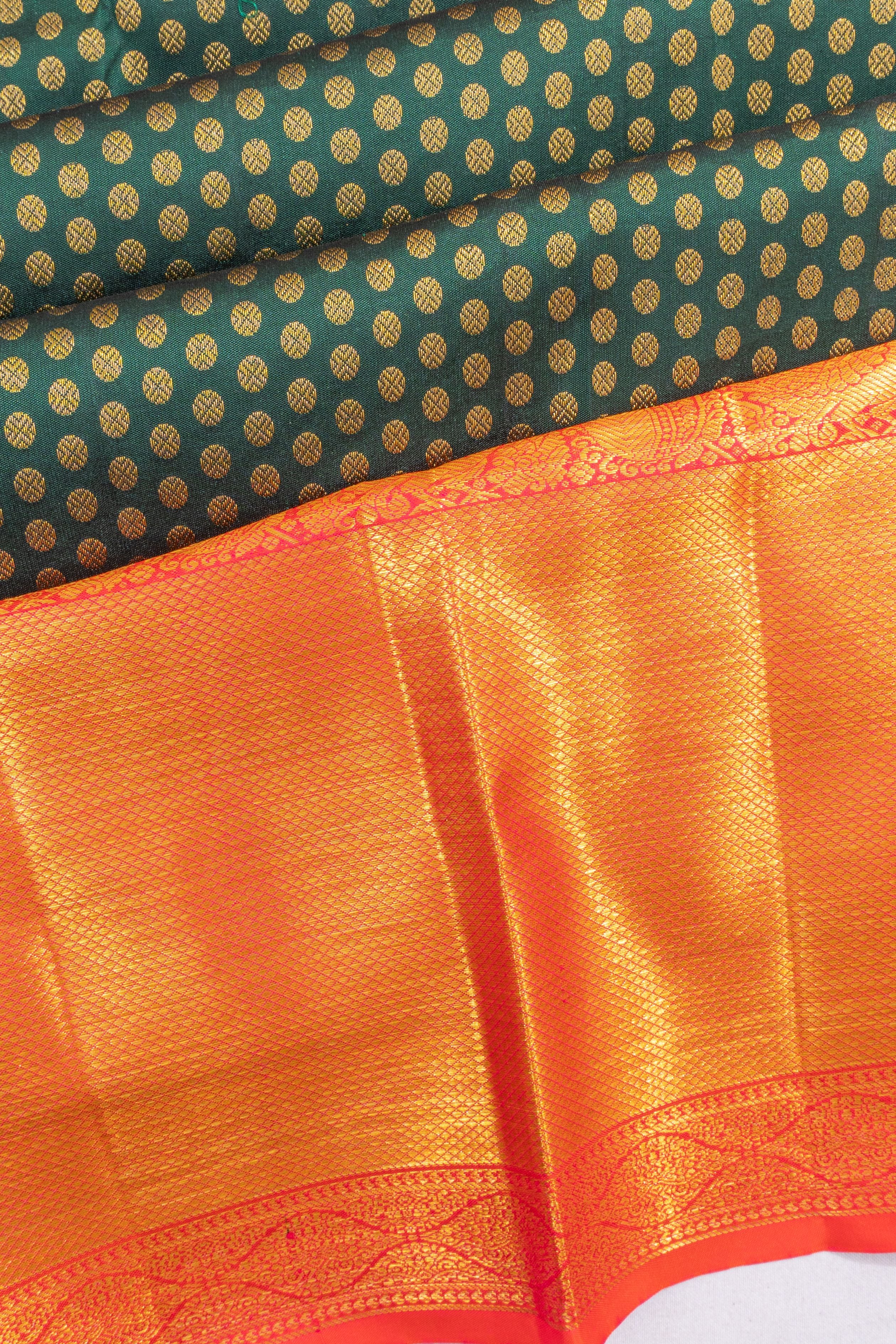 Kanchipuram Silk Brocade Dark Green Saree