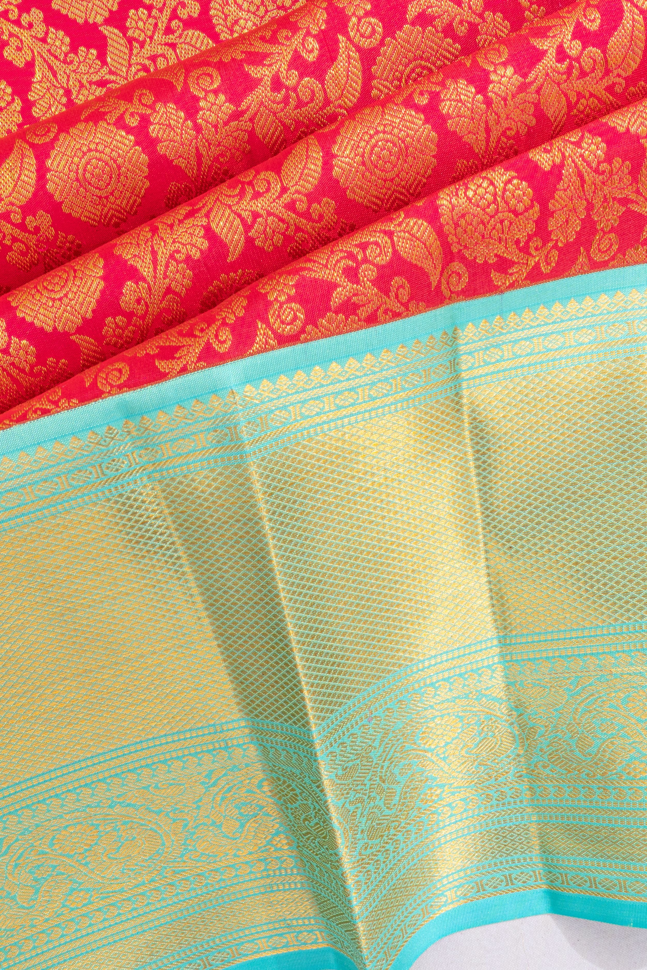 Kanchipuram Silk Jaal Red Saree