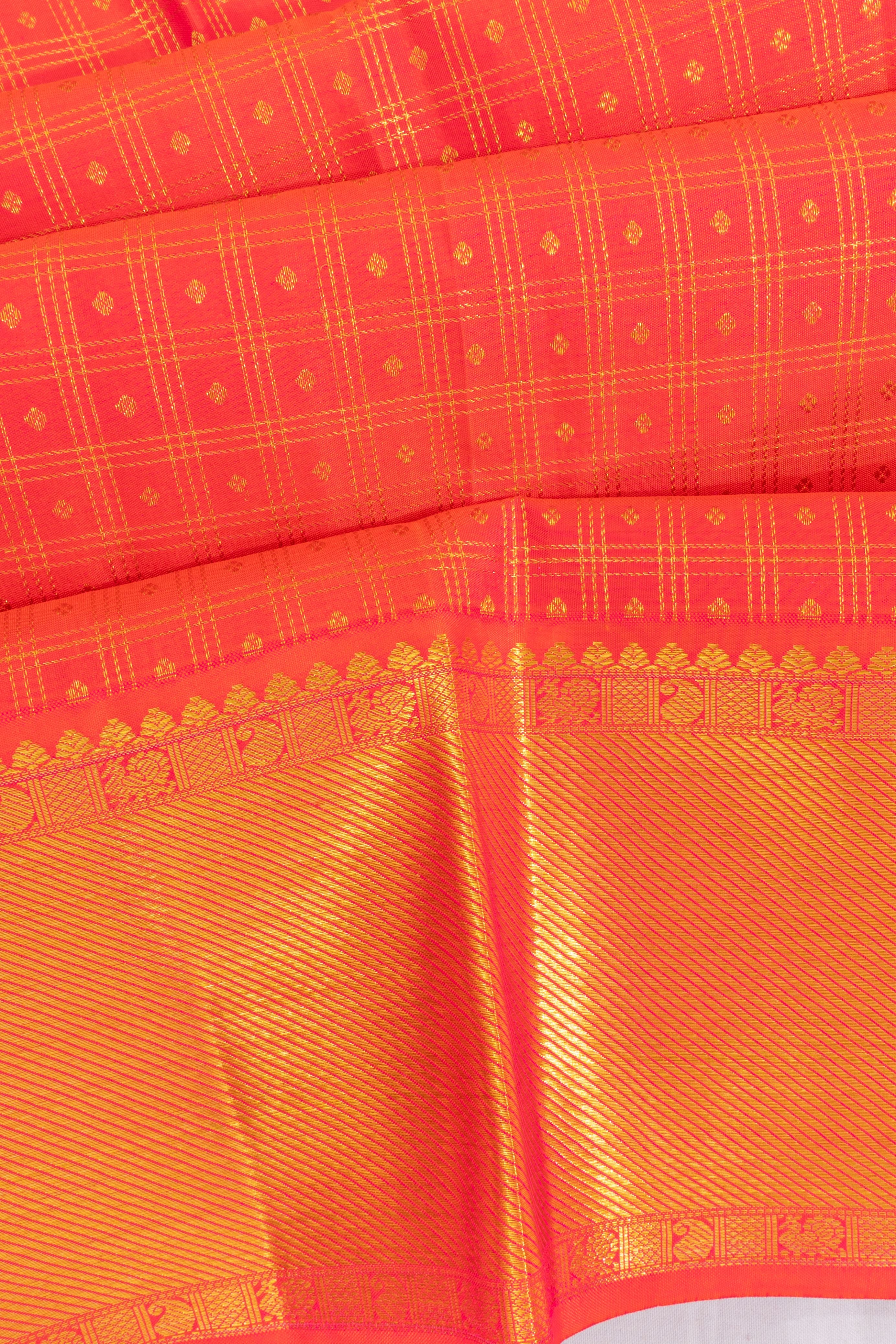 Taranga Kanchi Silk Checks And Butta Red Saree