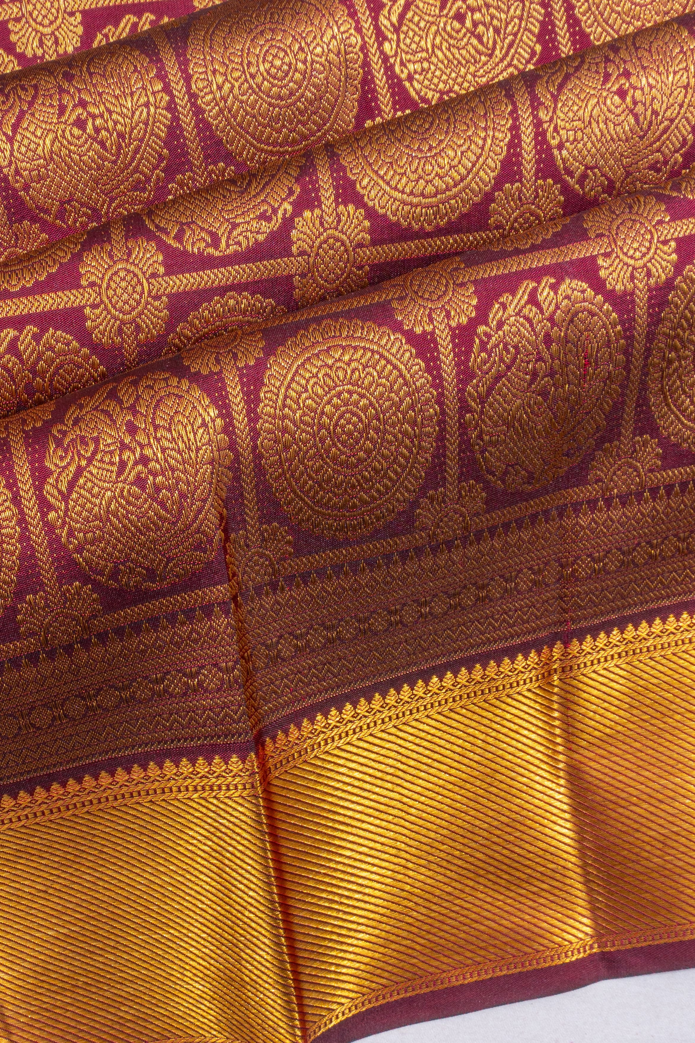 Taranga Kanchi Silk Checks And Butta Purple Saree