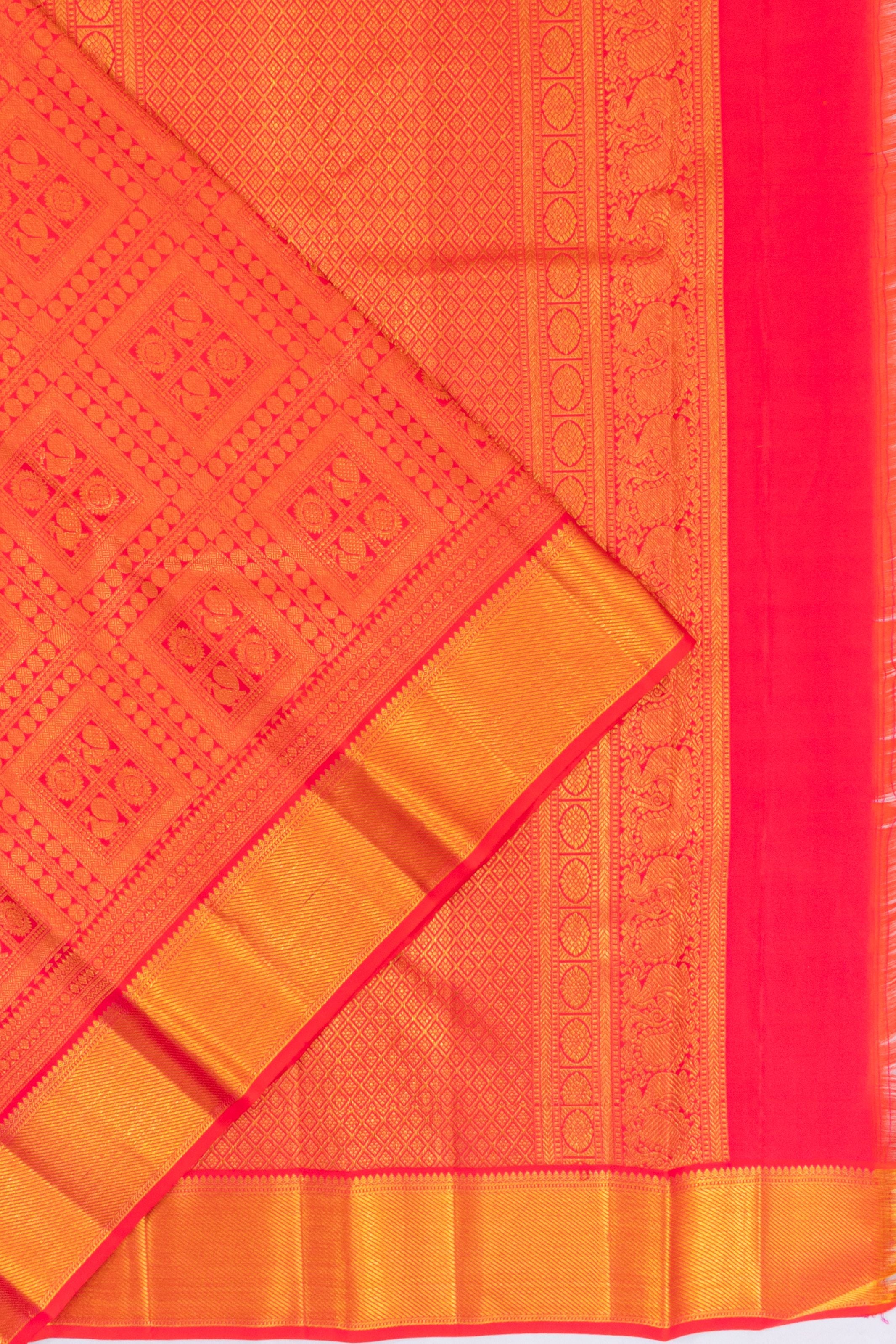 Taranga Kanchi Silk Brocade Red Saree