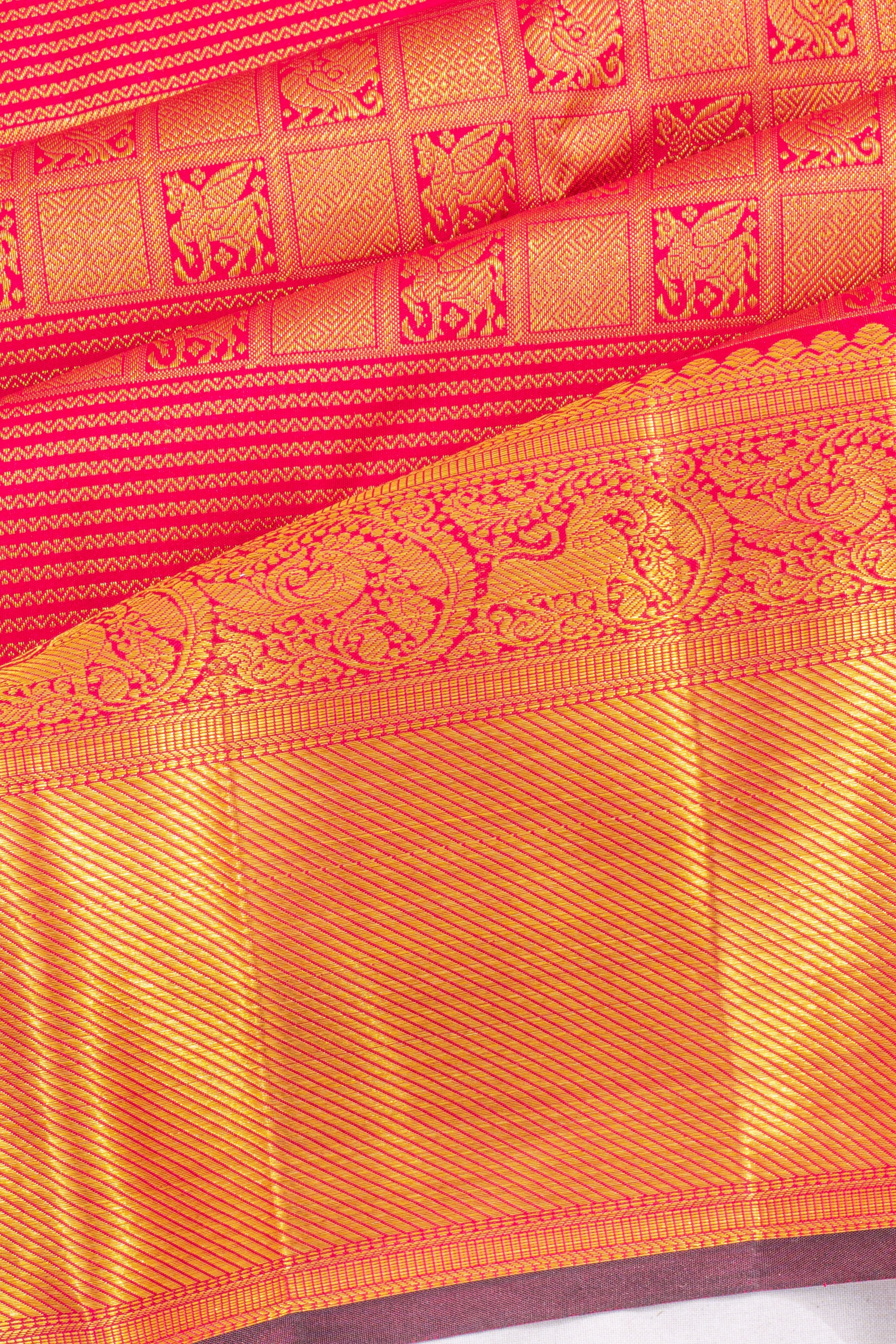 Taranga Kanchi Silk Brocade Red Saree