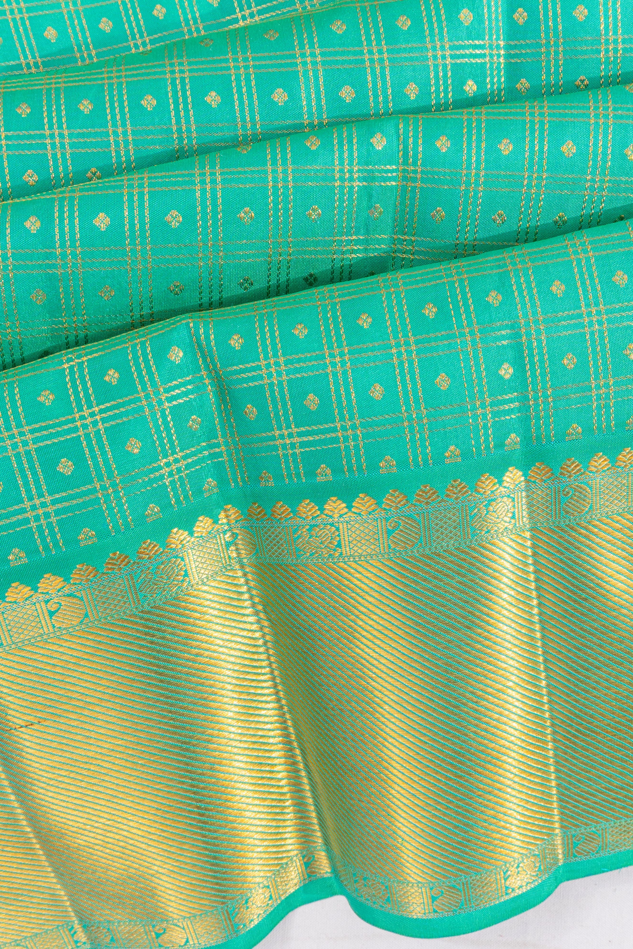 Taranga Kanchi Silk Checks And Butta Sky Blue Saree