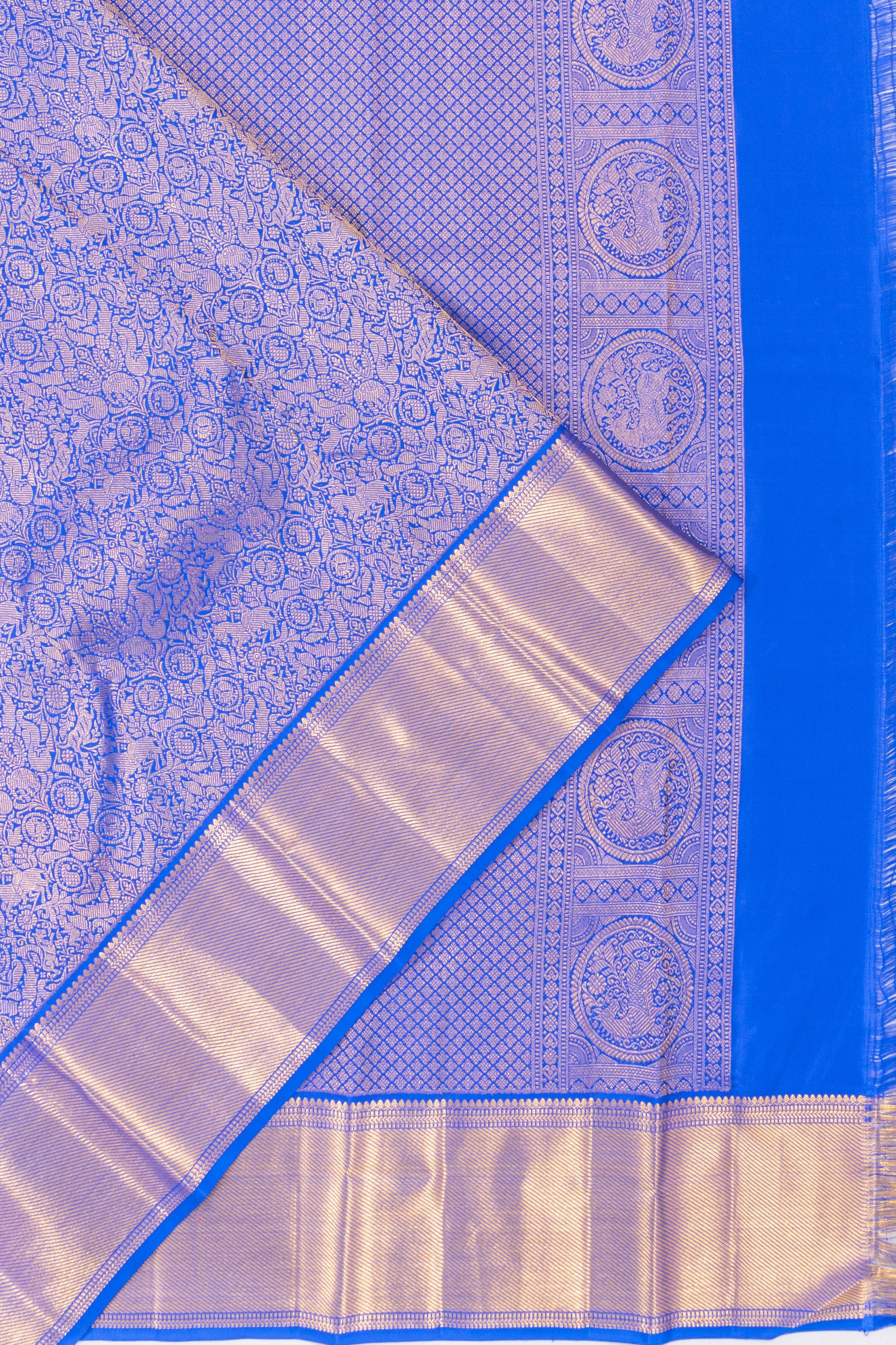 Taranga Kanchi Silk Jaal And Butta Royal Blue Saree