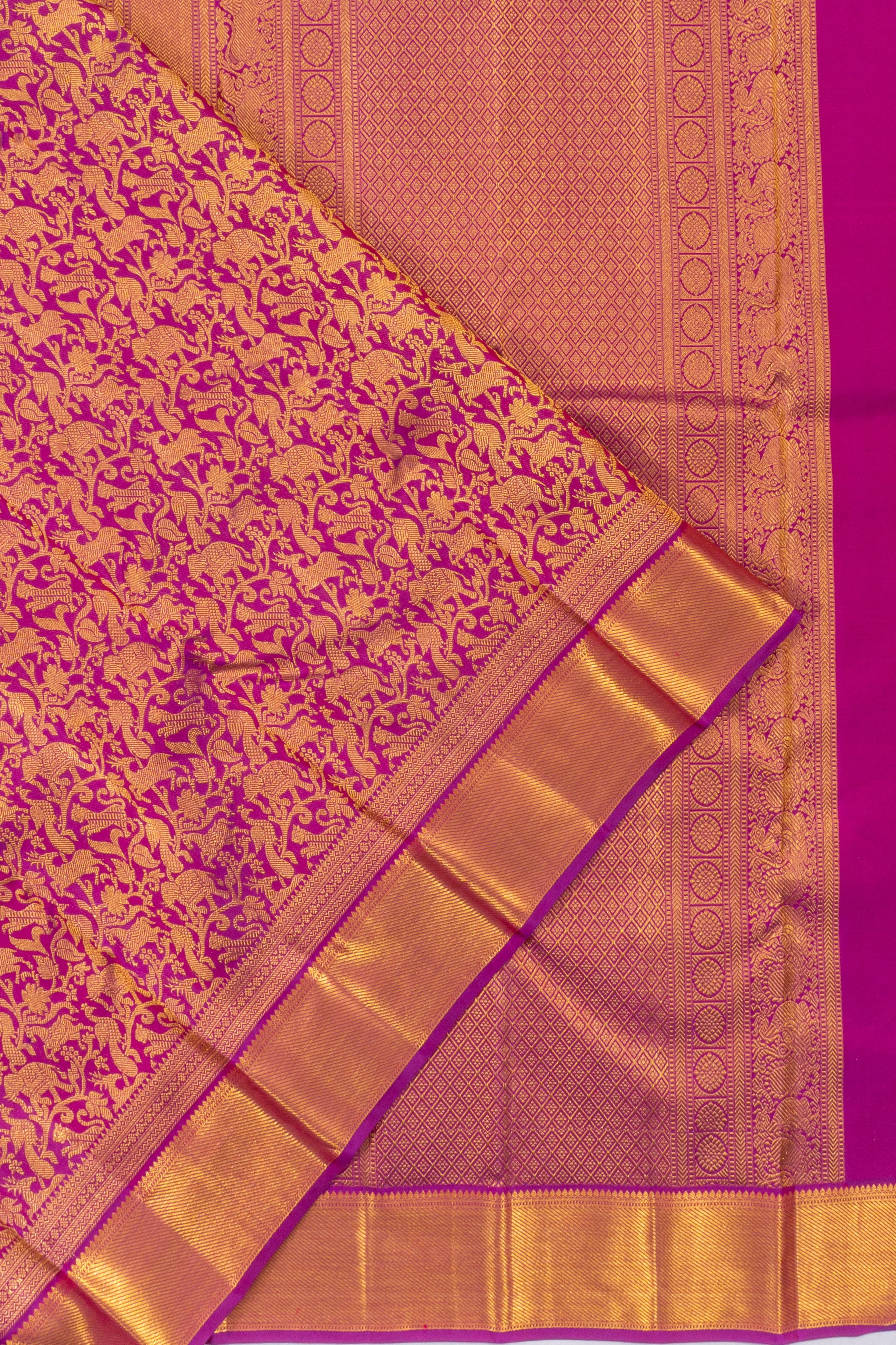 Taranga Kanchi Silk Jaal And Butta Violet Saree