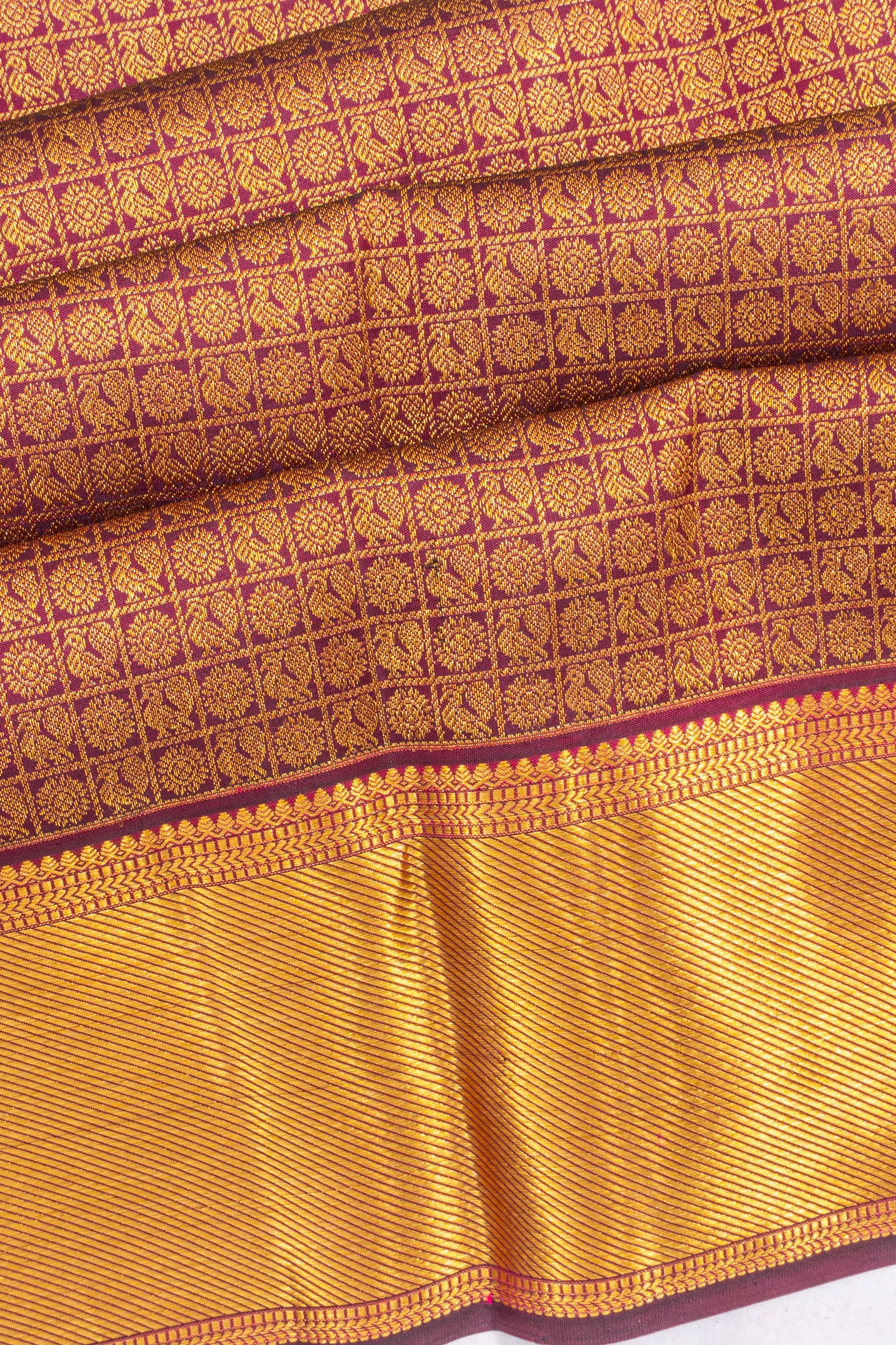 Taranga Kanchi Silk Checks And Butta Purple Saree