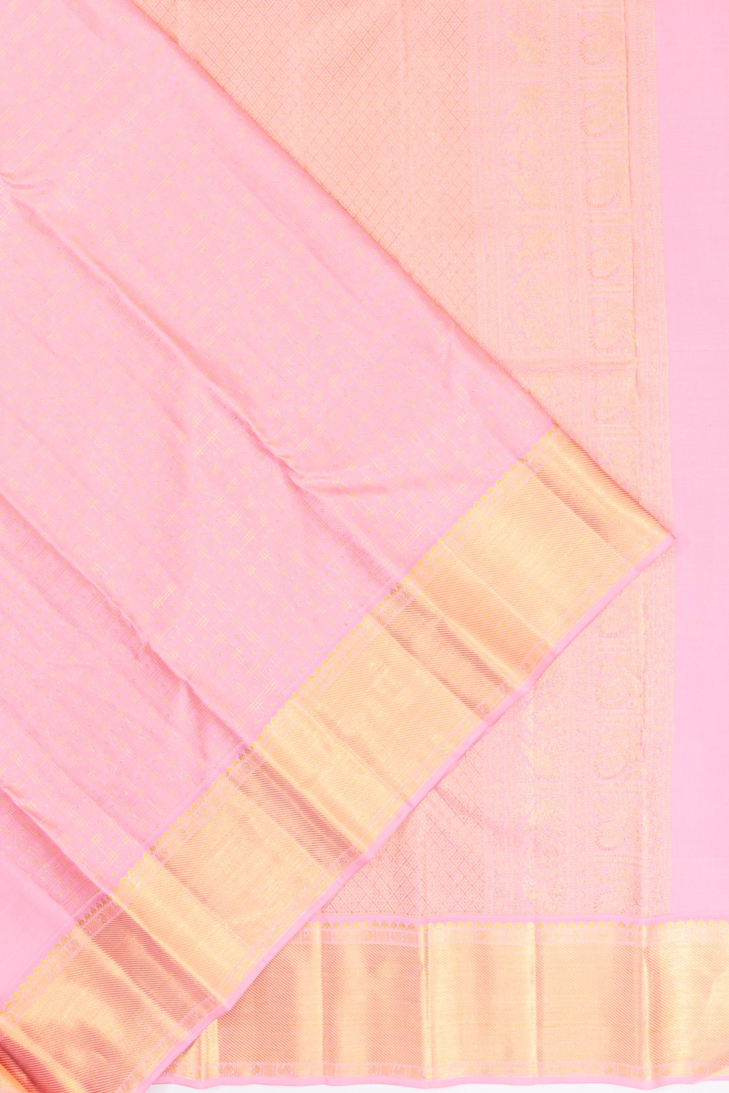 Taranga Kanchi Silk Checks And Butta Baby Pink Saree