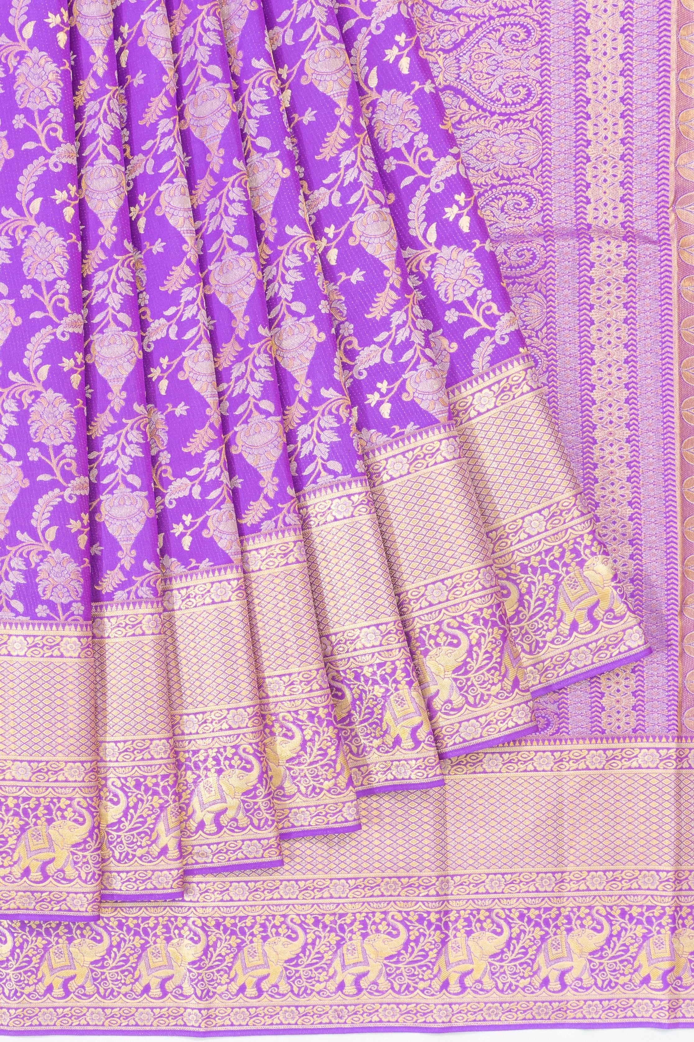Taranga Kanchi Silk Jaal Violet Saree