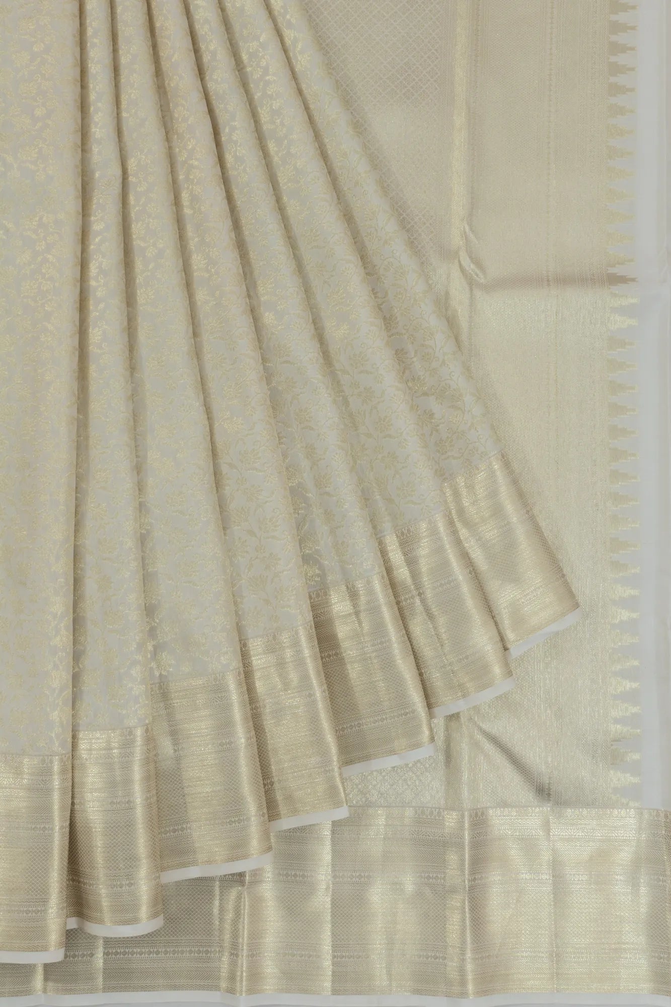 Taranga Kanchi Silk Brocade Off White Saree