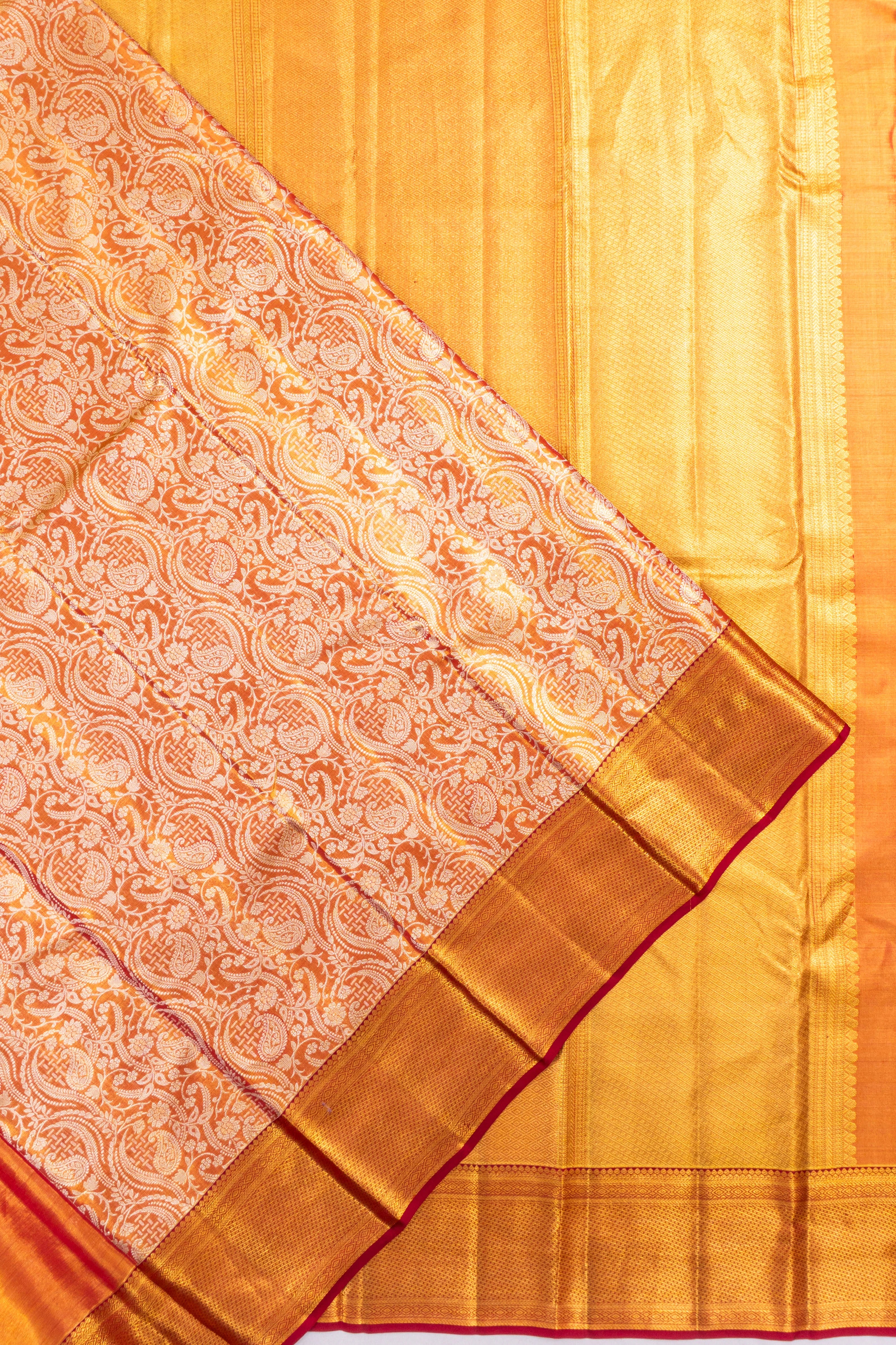 Taranga Kanchi Silk Tissue Brocade Red Saree
