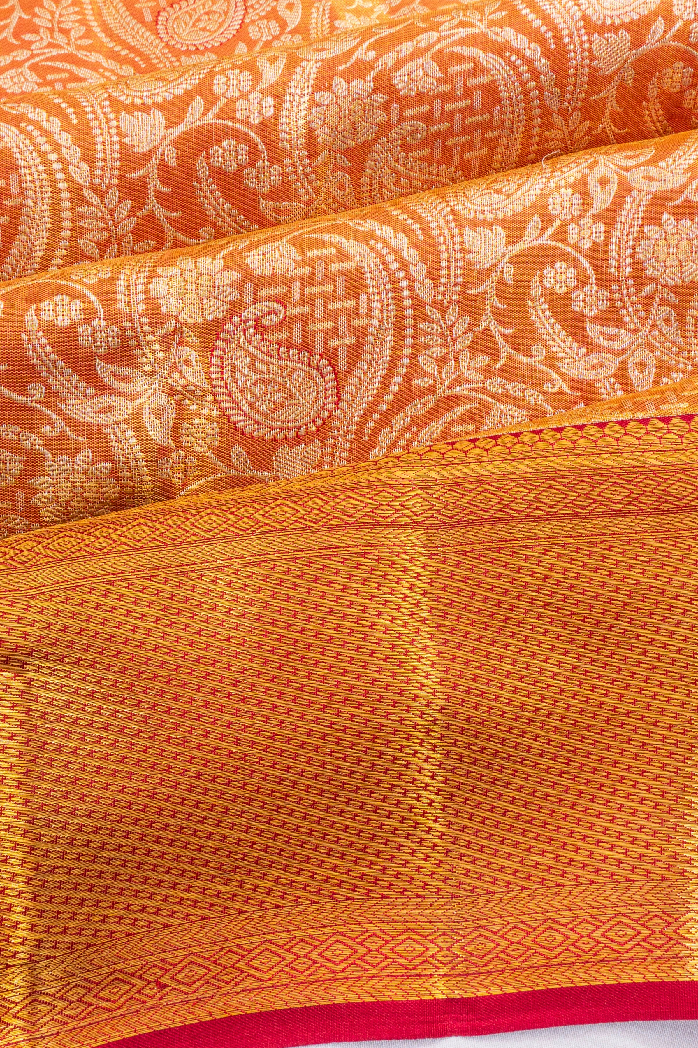 Taranga Kanchi Silk Tissue Brocade Red Saree
