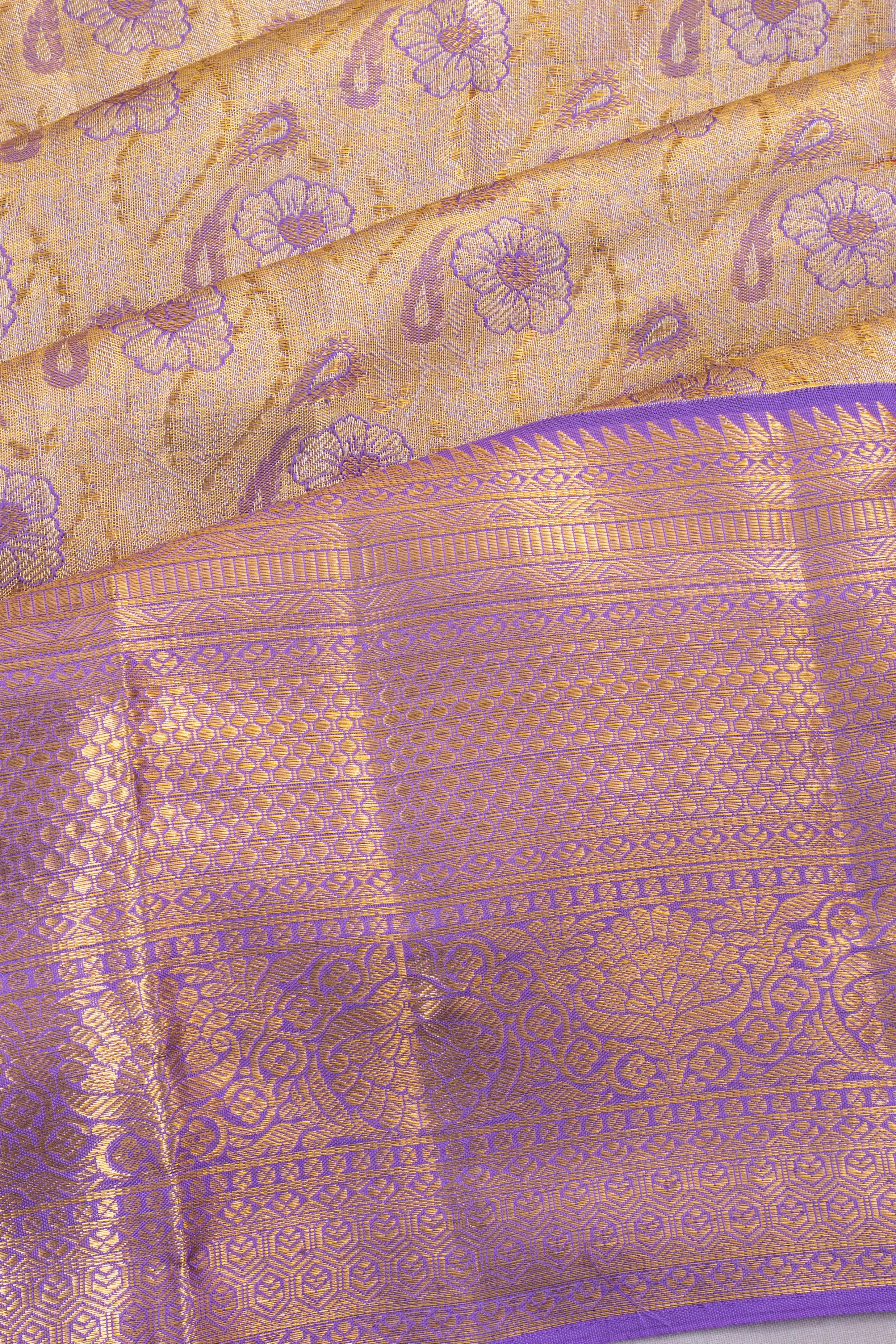 Taranga Kanchi Silk Tissue Brocade Violet Saree