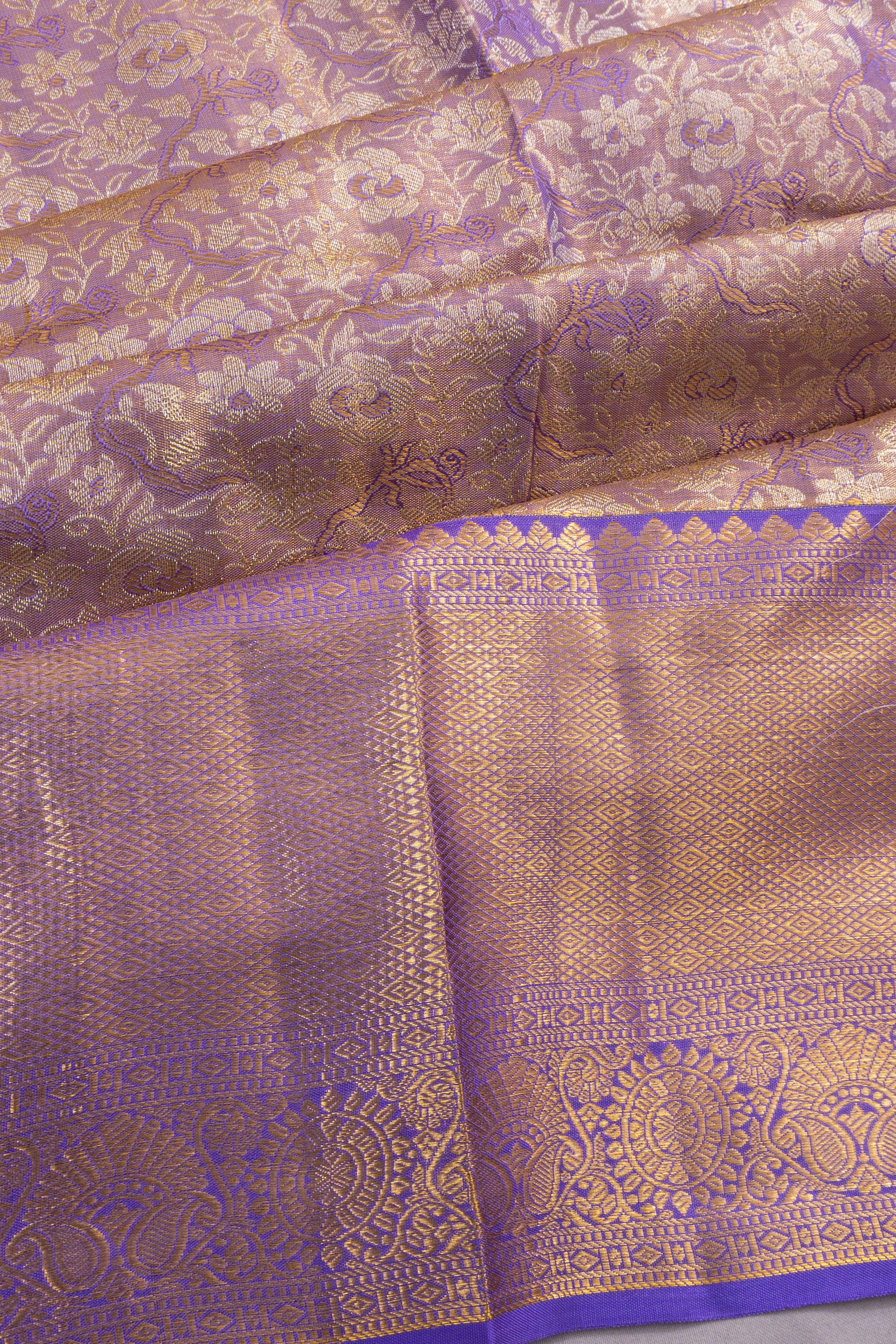 Taranga Kanchi Silk Tissue Brocade Violet Saree