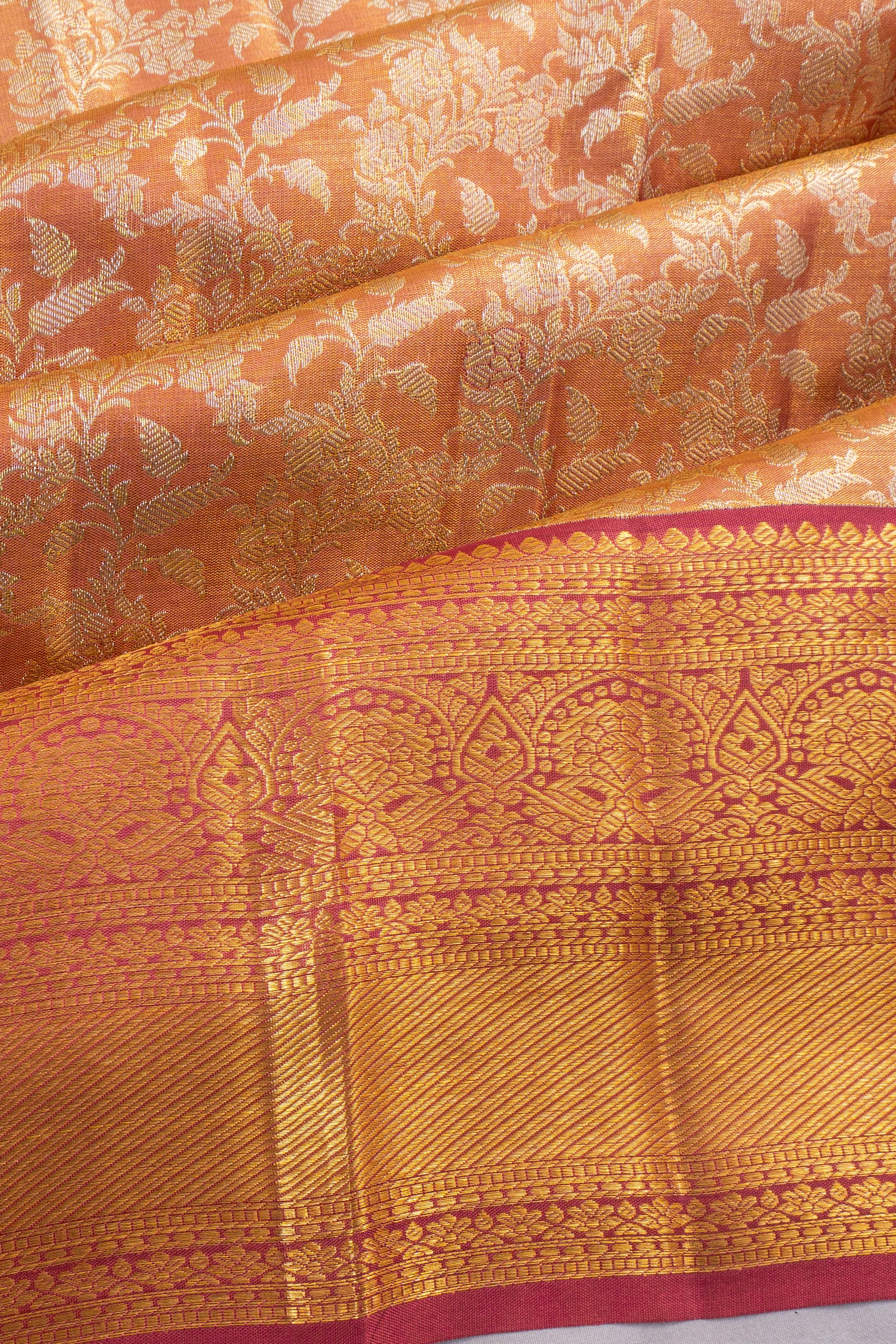 Taranga Kanchi Silk Tissue Brocade Red Saree