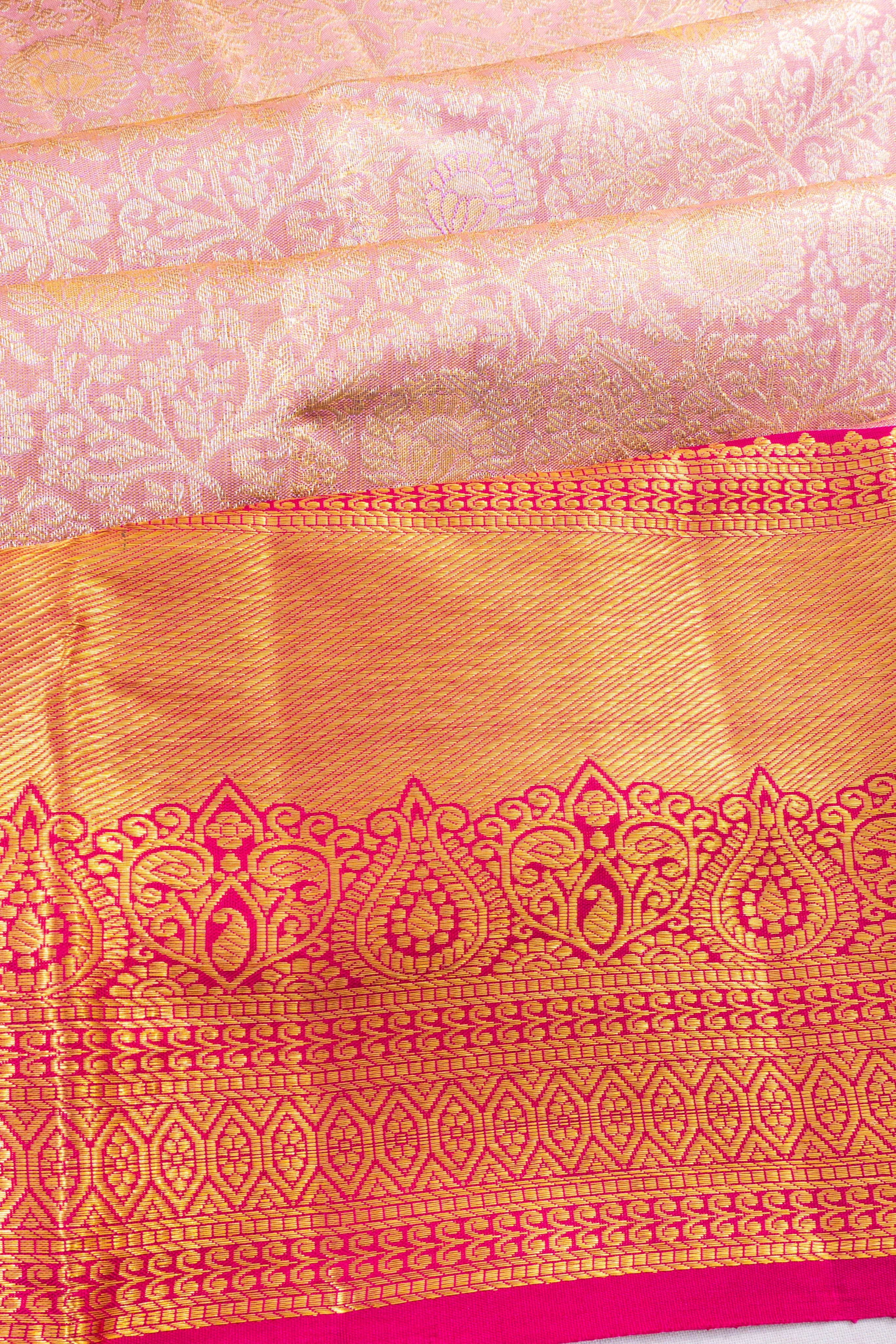 Taranga Kanchi Silk Tissue Brocade Baby Pink Saree