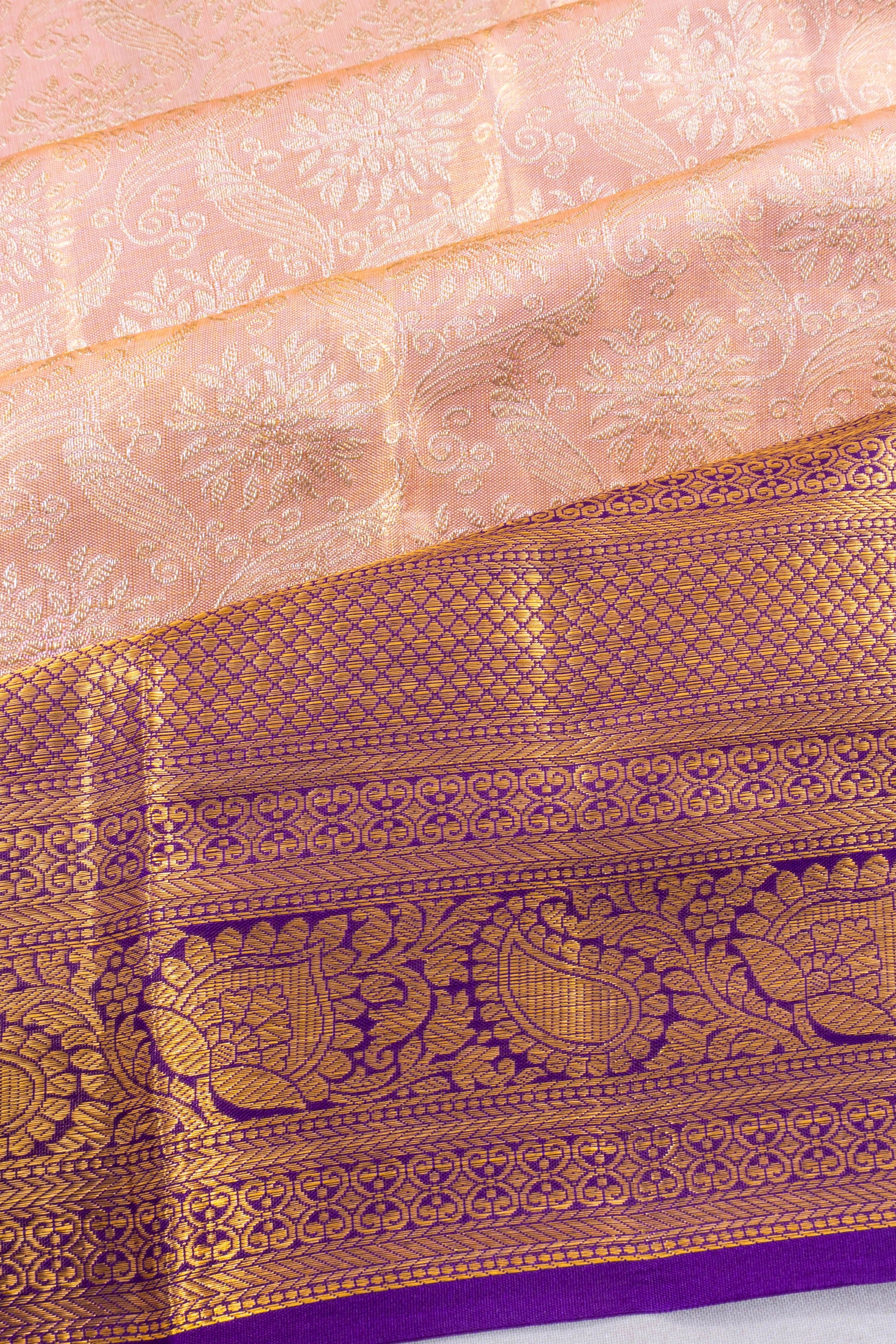 Taranga Kanchi Silk Tissue Brocade Baby Pink Saree