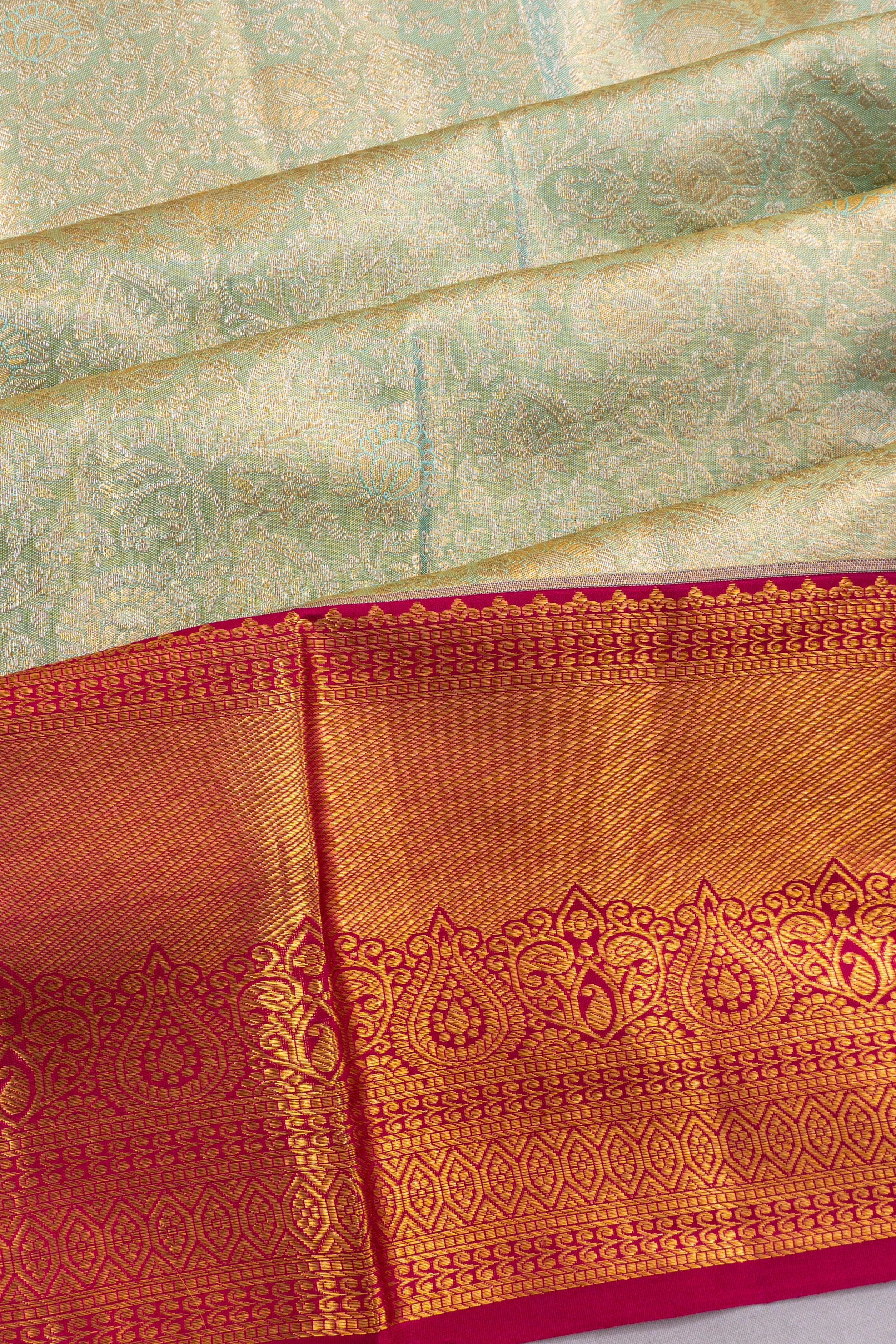 Taranga Kanchi Silk Tissue Brocade Sea Green Saree