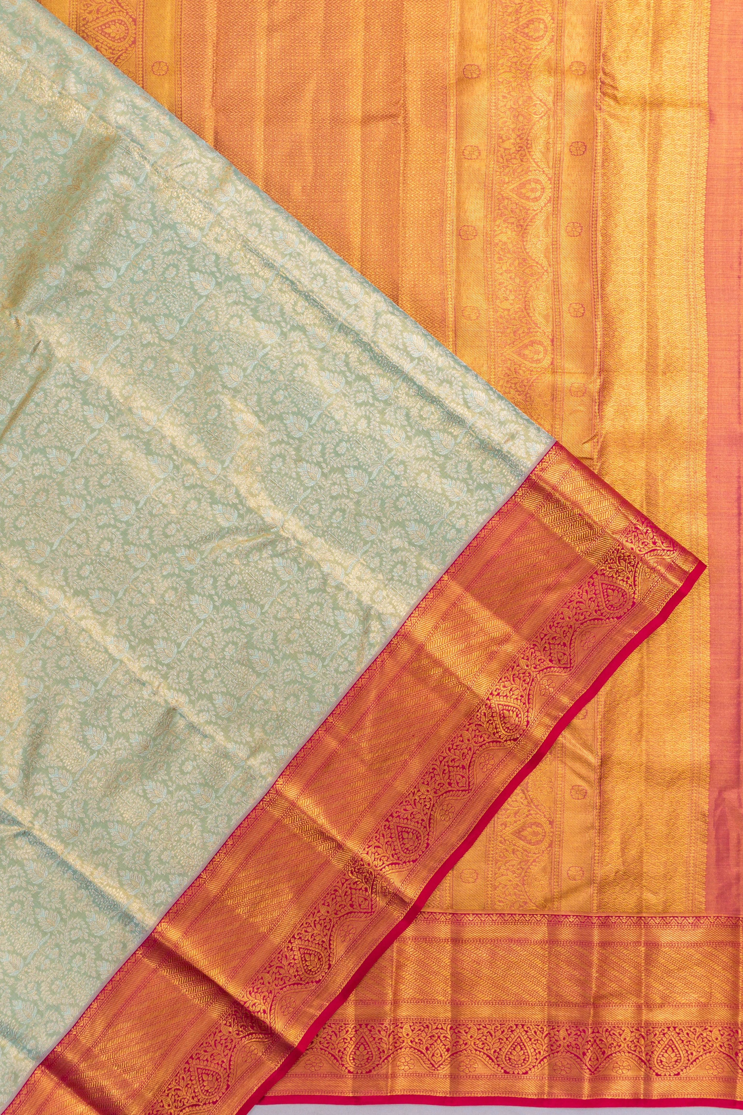 Taranga Kanchi Silk Tissue Brocade Pastel Green Saree