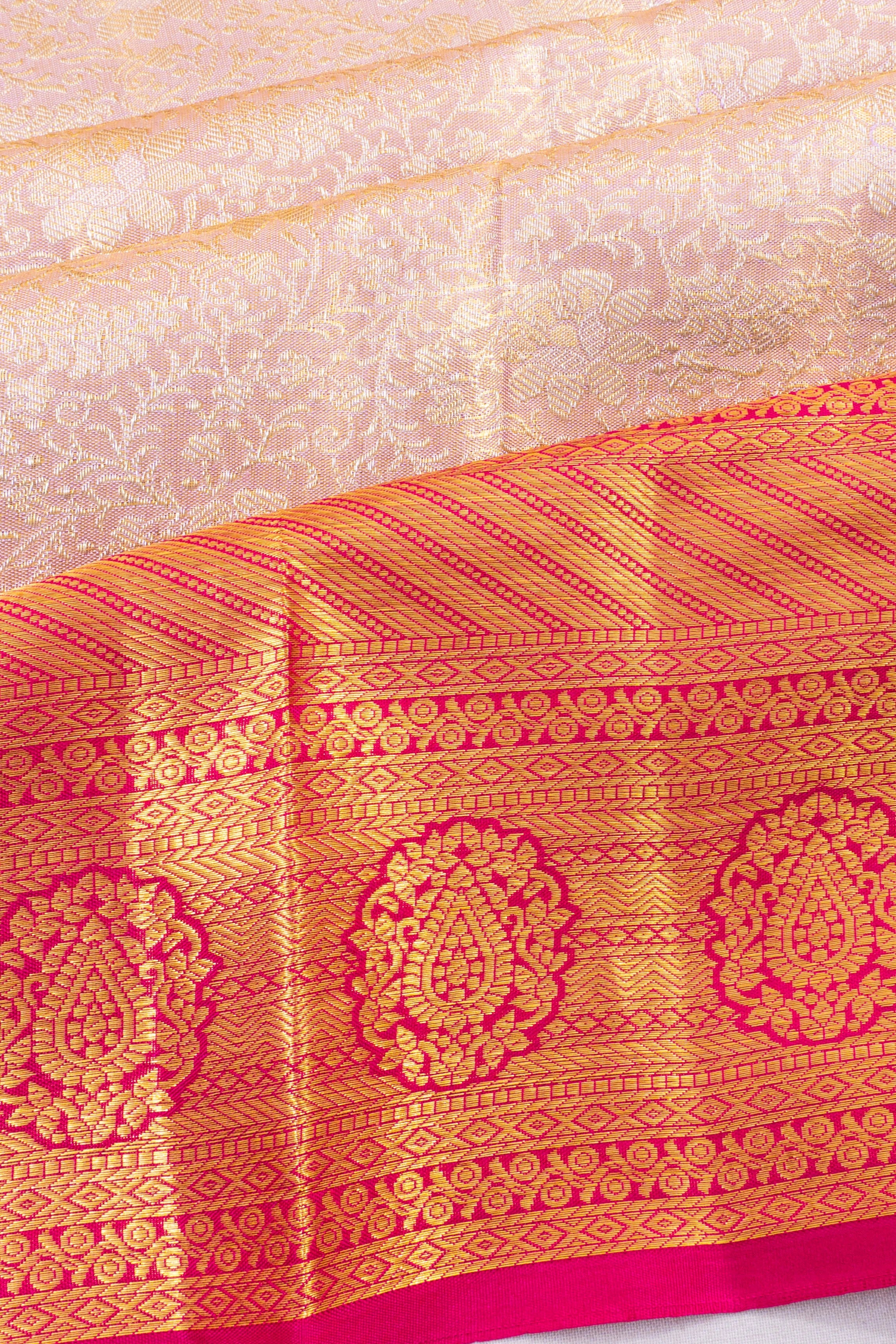 Taranga Kanchi Silk Tissue Brocade Baby Pink Saree