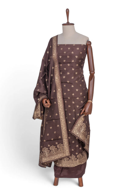 Vaanya Banaras Silk Butta Brown Salwar Suit Set