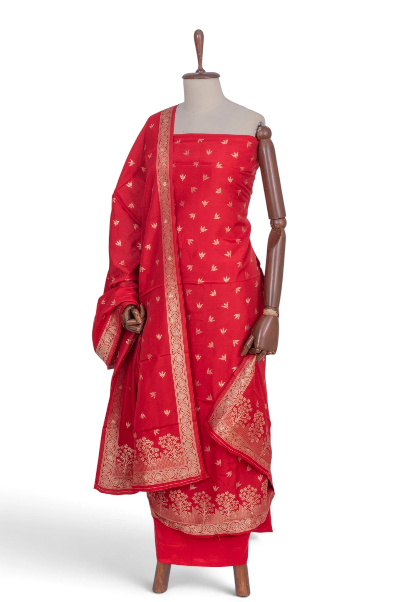Vaanya Banaras Silk Butta Red Salwar Suit Set