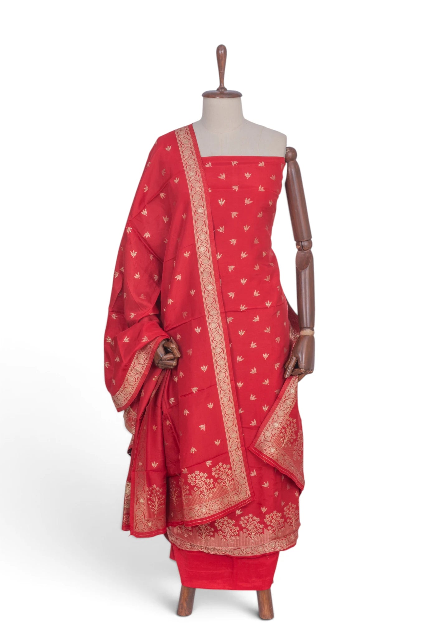 Vaanya Banaras Silk Butta Red Salwar Suit Set