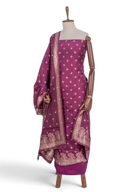 Vaanya Banaras Silk Butta Purple Salwar Suit Set