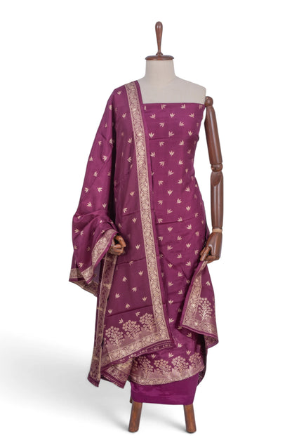 Vaanya Banaras Silk Butta Purple Salwar Suit Set