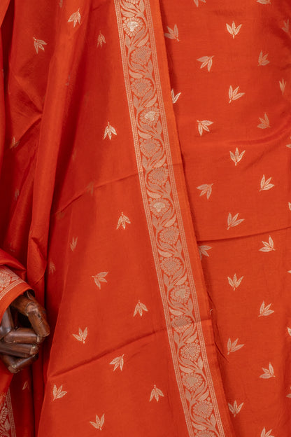 Vaanya Banaras Silk Butta Orange Salwar Suit Set