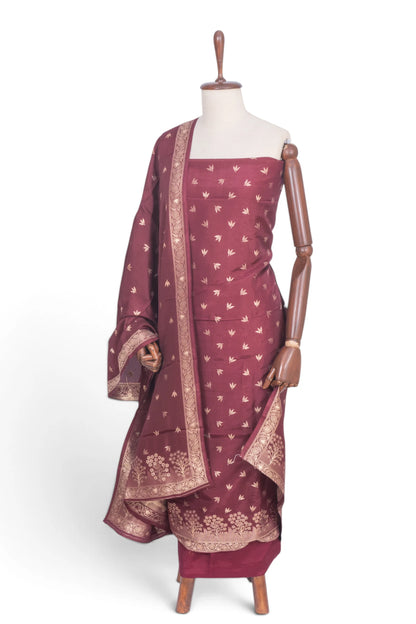 Vaanya Banaras Silk Butta Maroon Salwar Suit Set