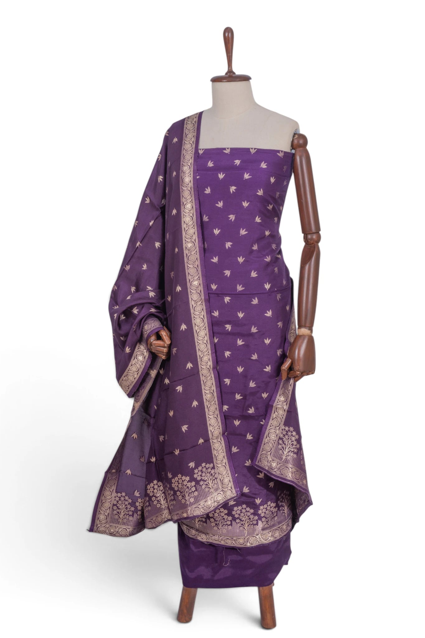 Vaanya Banaras Silk Butta Violet Salwar Suit Set