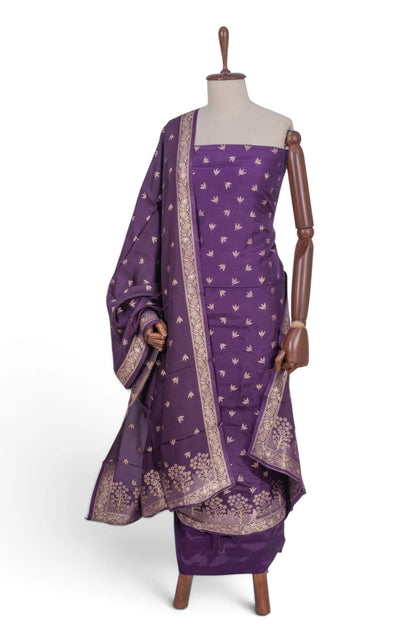 Vaanya Banaras Silk Butta Violet Salwar Suit Set