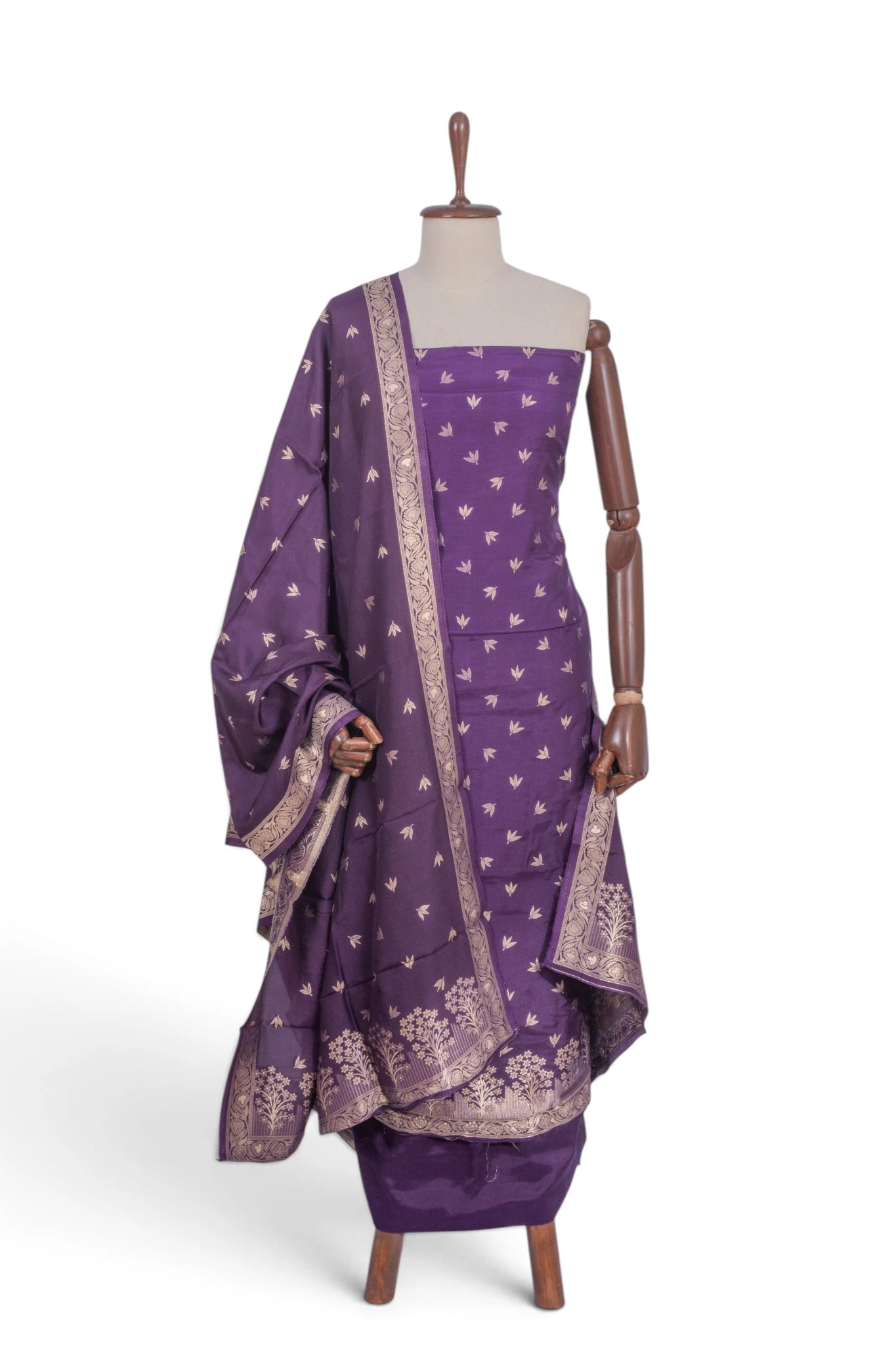 Vaanya Banaras Silk Butta Violet Salwar Suit Set