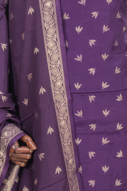 Vaanya Banaras Silk Butta Violet Salwar Suit Set