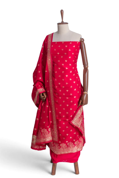 Vaanya Banaras Silk Butta Red Salwar Suit Set