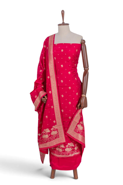Vaanya Banaras Silk Jaquard And Butta Red Salwar Suit Set