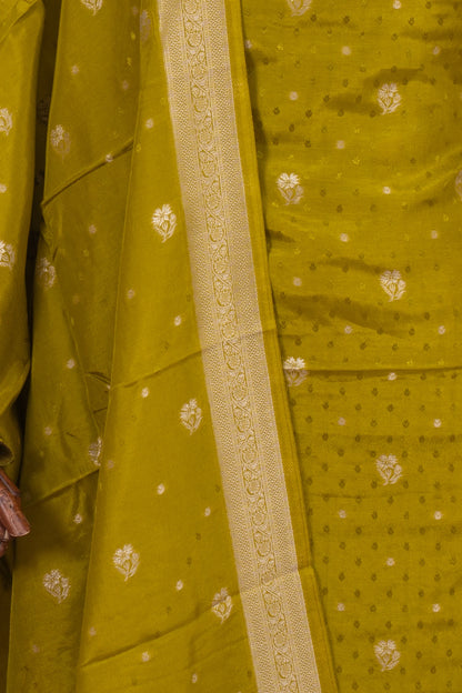 Vaanya Banaras Silk Jaquard And Butta Mehandi Green Salwar Suit Set