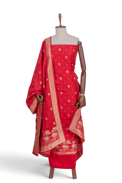 Vaanya Banaras Silk Jaquard And Butta Red Salwar Suit Set