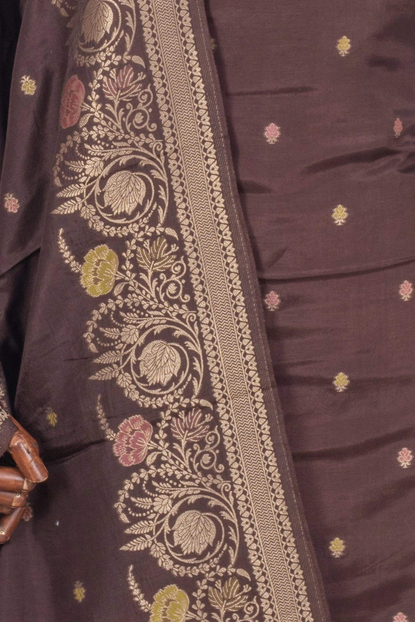 Vaanya Banaras Silk Butta Brown Salwar Suit Set