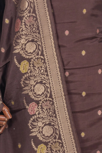 Vaanya Banaras Silk Butta Brown Salwar Suit Set