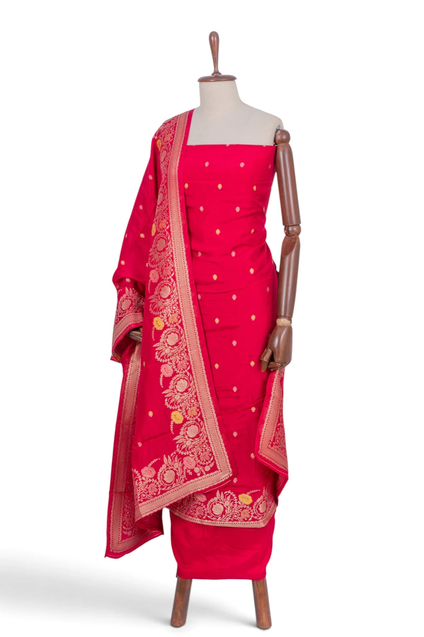 Vaanya Banaras Silk Butta Red Salwar Suit Set