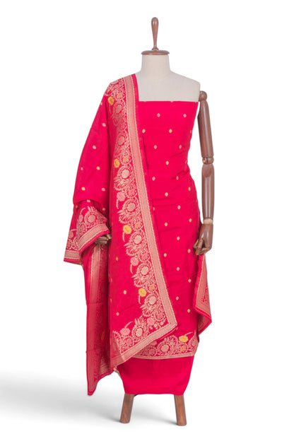 Vaanya Banaras Silk Butta Red Salwar Suit Set